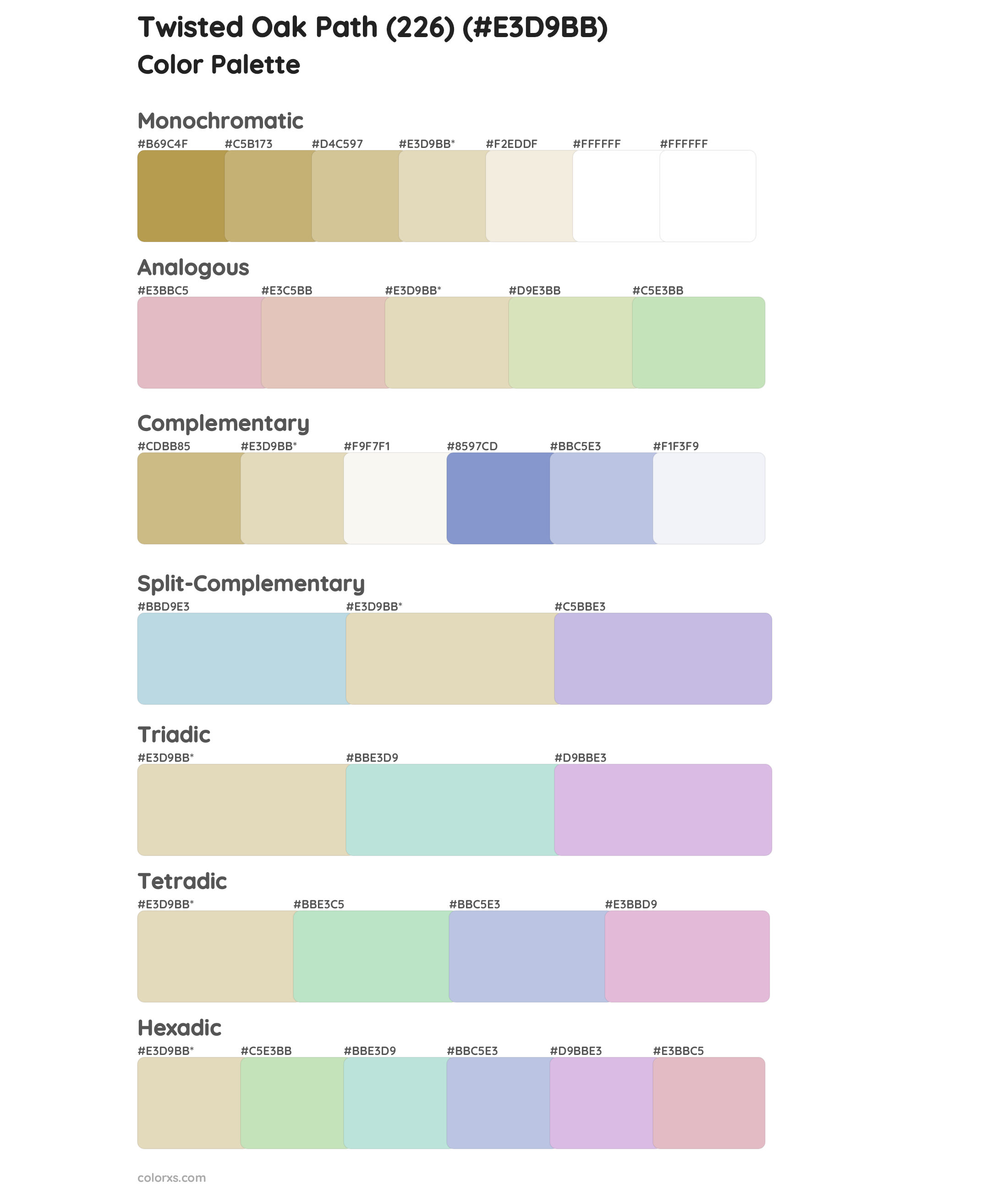 Twisted Oak Path (226) Color Scheme Palettes