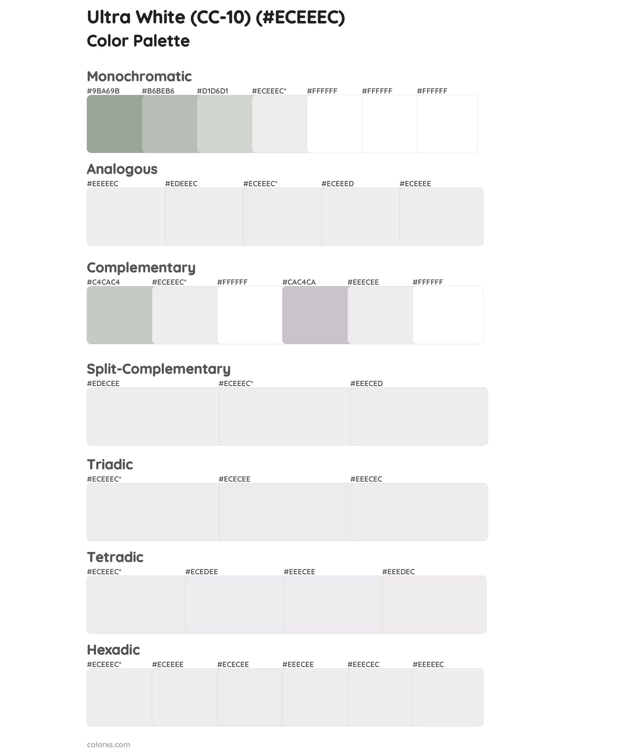 Ultra White (CC-10) Color Scheme Palettes