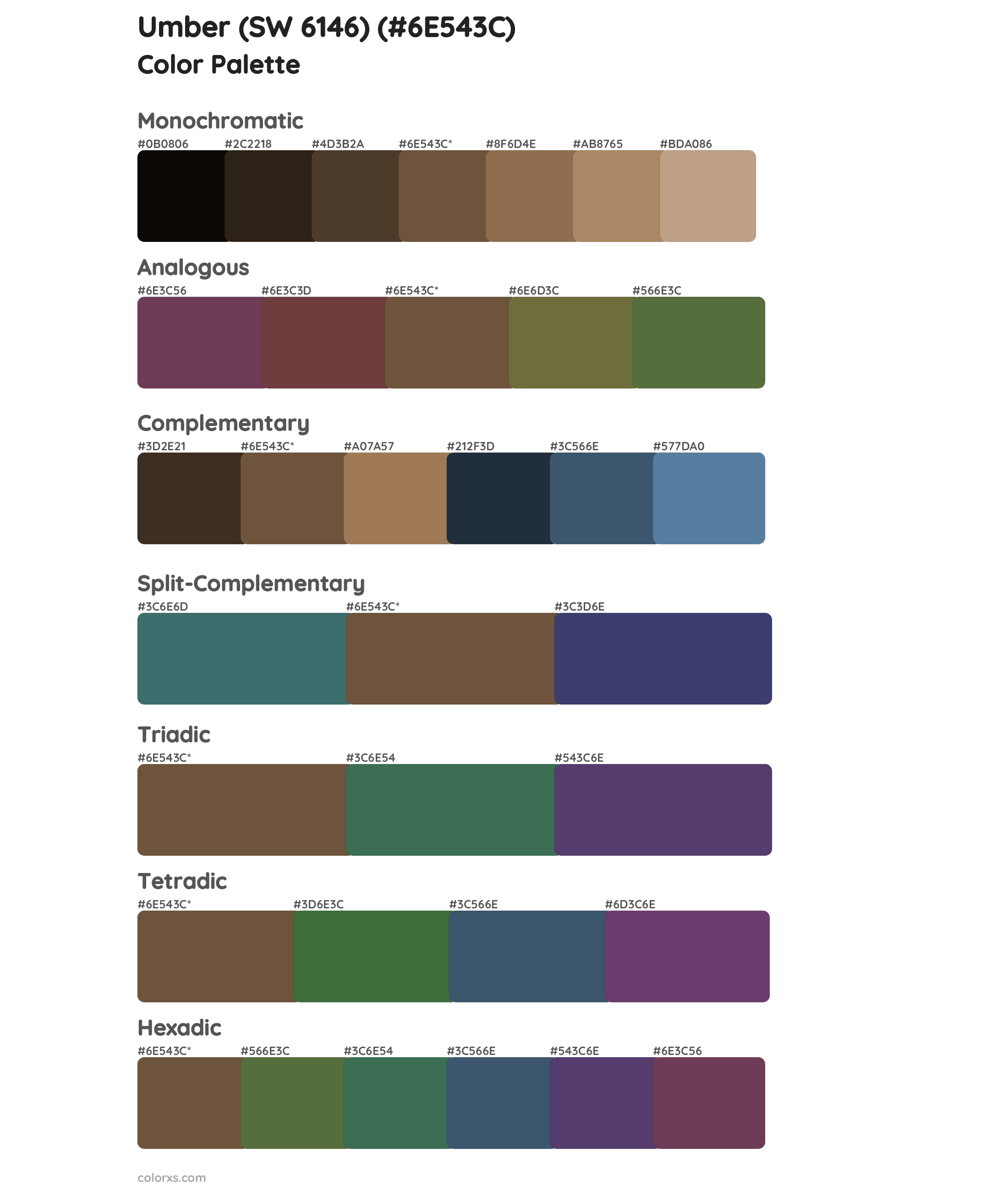 Umber (SW 6146) Color Scheme Palettes