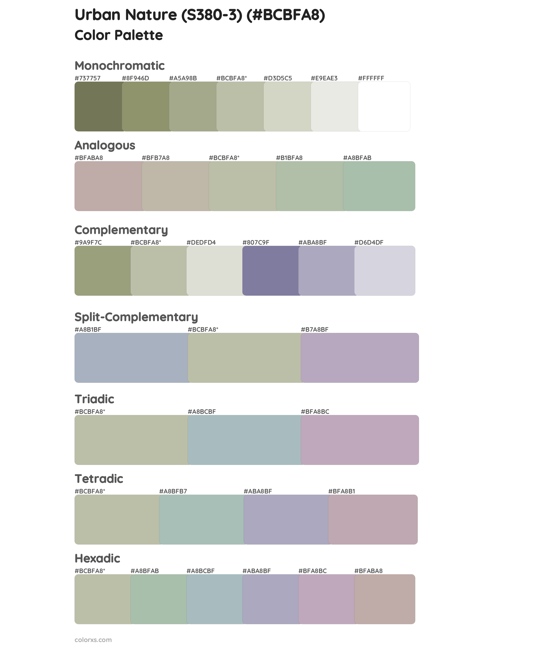 Urban Nature (S380-3) Color Scheme Palettes