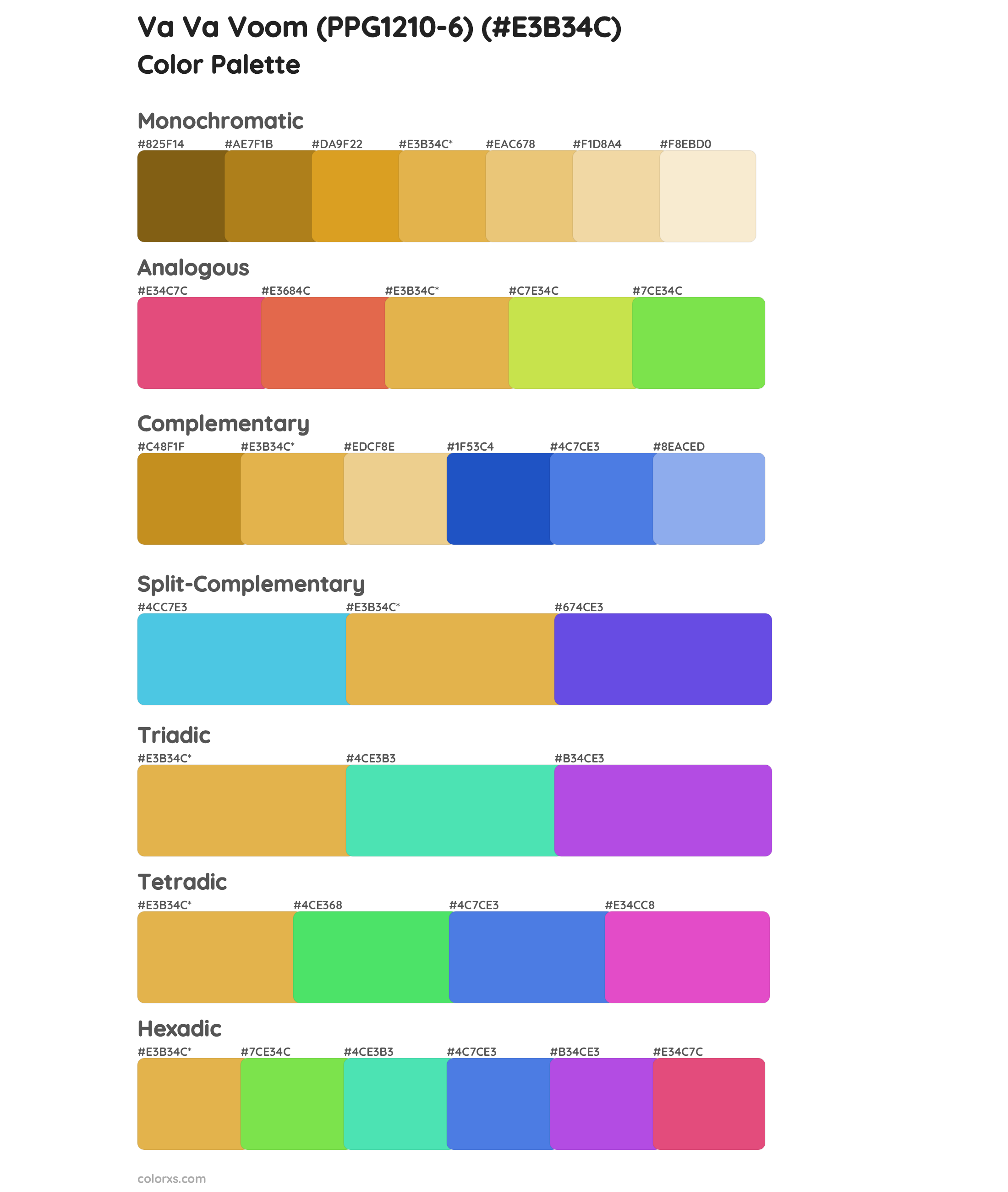 Va Va Voom (PPG1210-6) Color Scheme Palettes