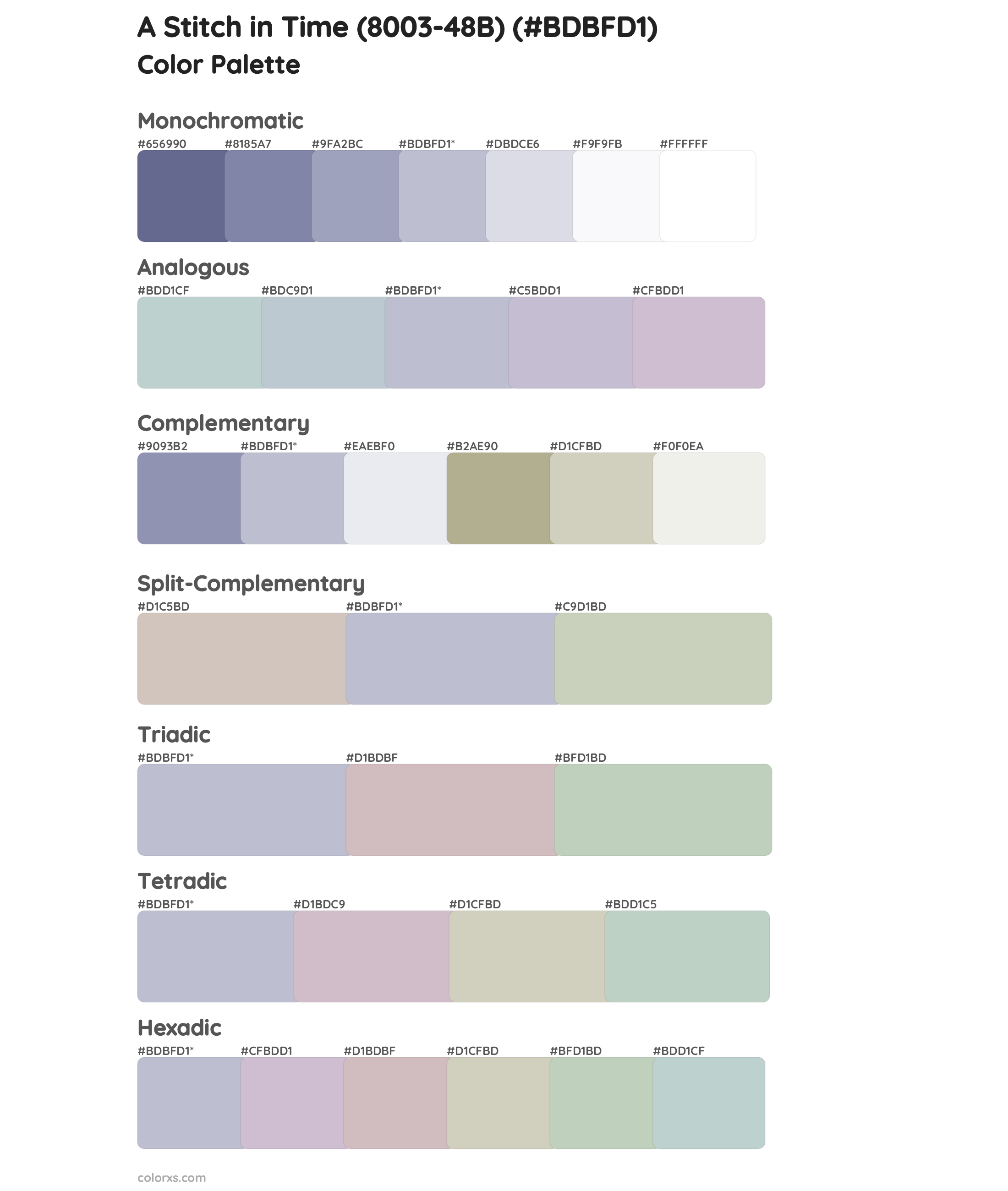 A Stitch in Time (8003-48B) Color Scheme Palettes