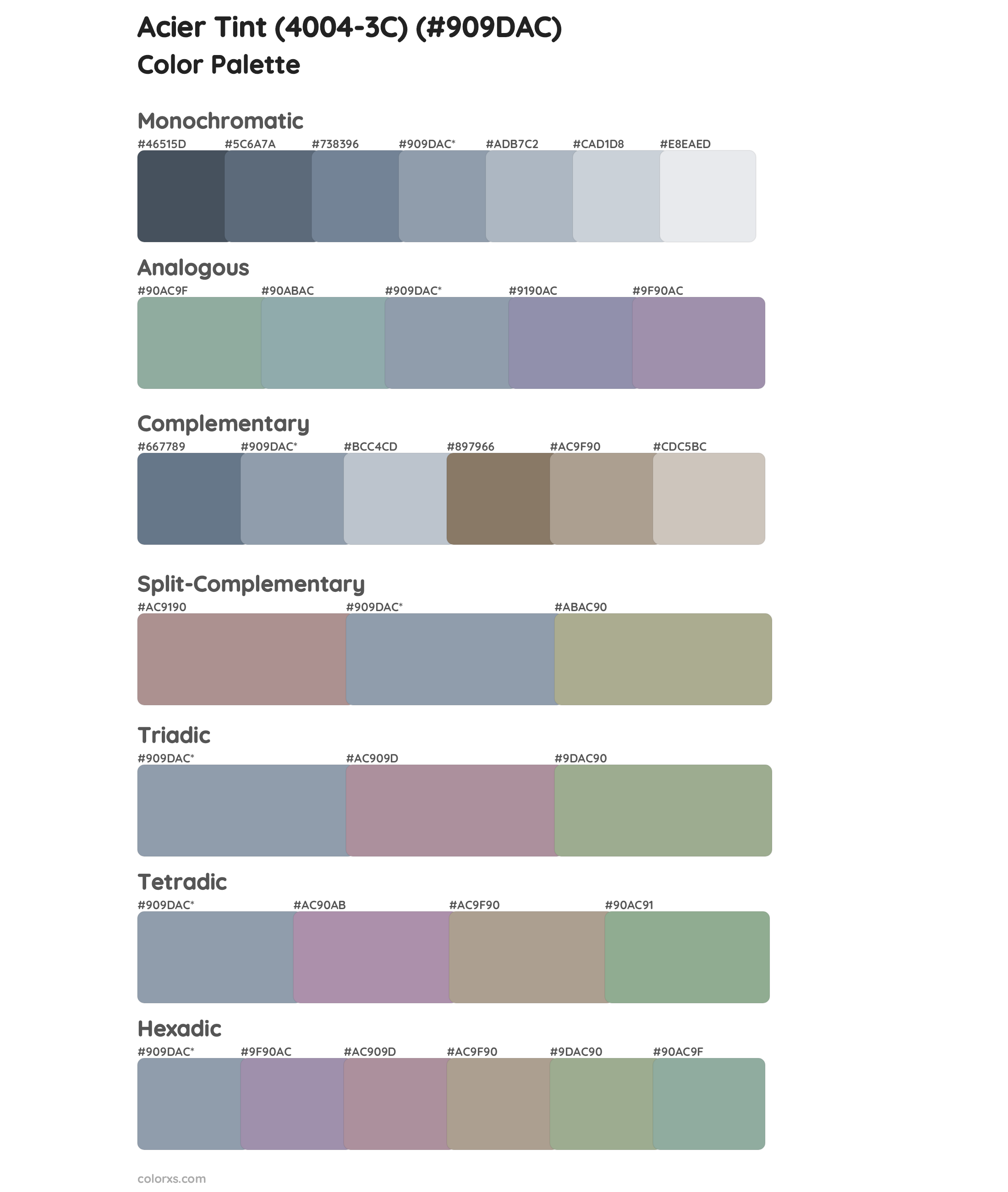 Acier Tint (4004-3C) Color Scheme Palettes