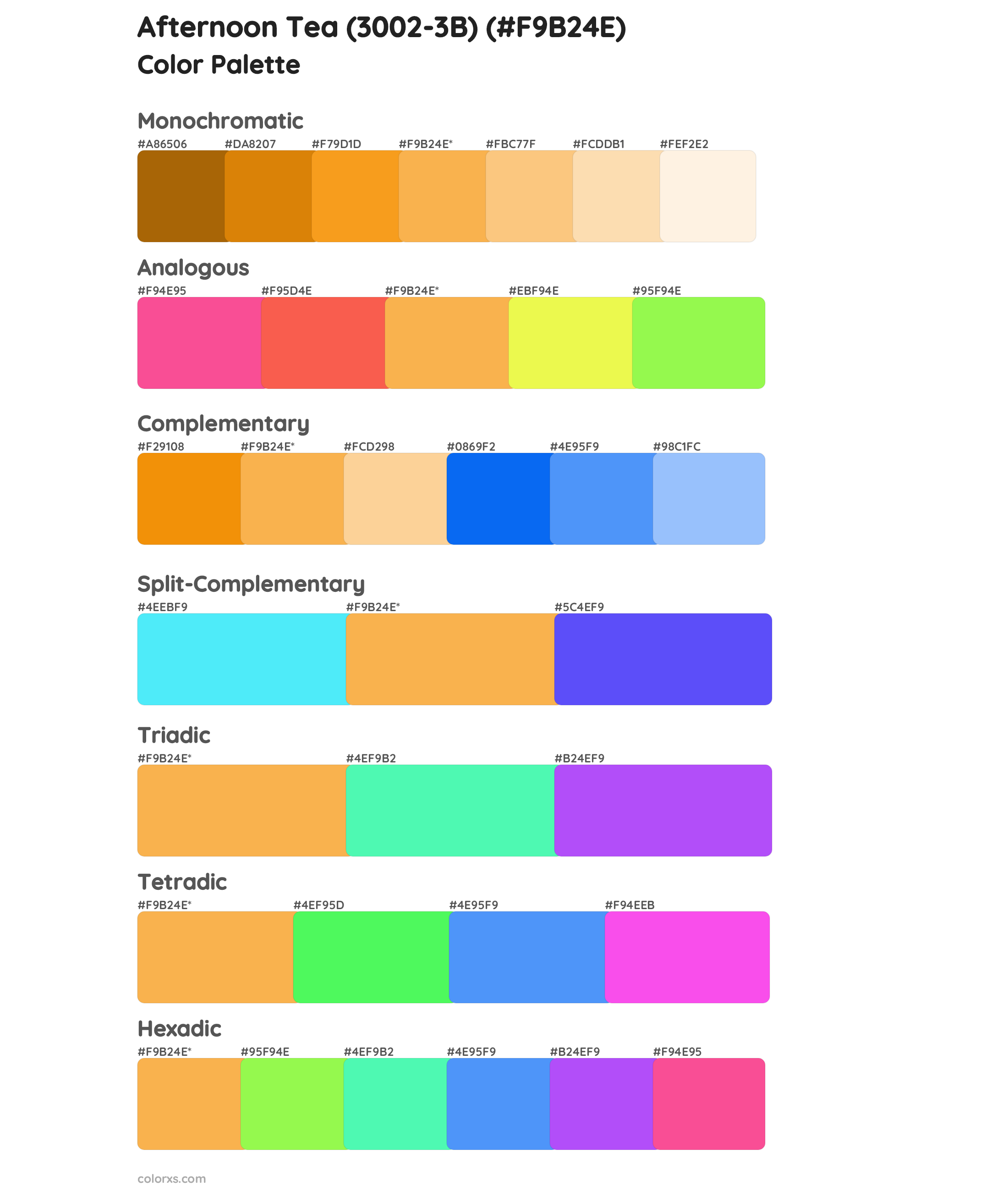 Afternoon Tea (3002-3B) Color Scheme Palettes