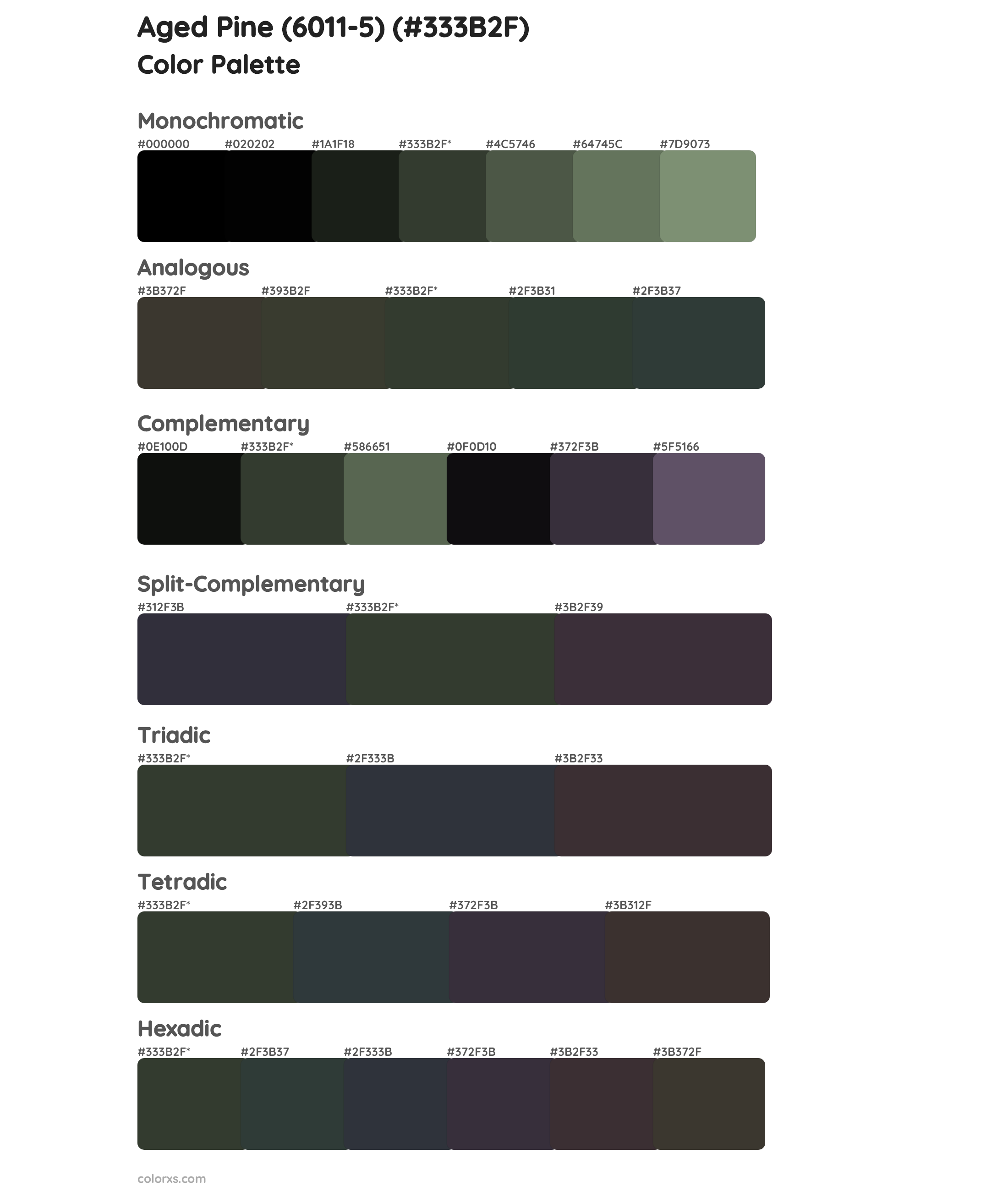 Aged Pine (6011-5) Color Scheme Palettes