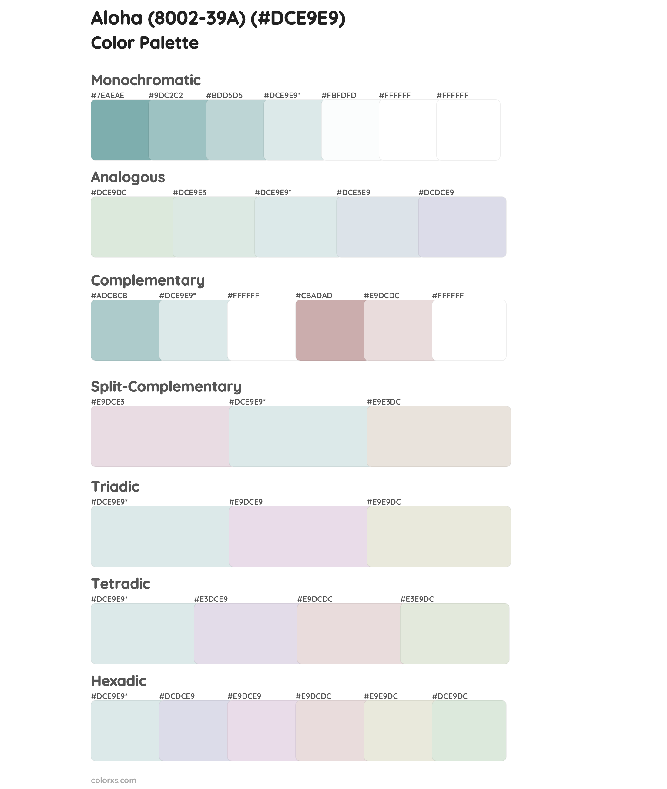 Aloha (8002-39A) Color Scheme Palettes