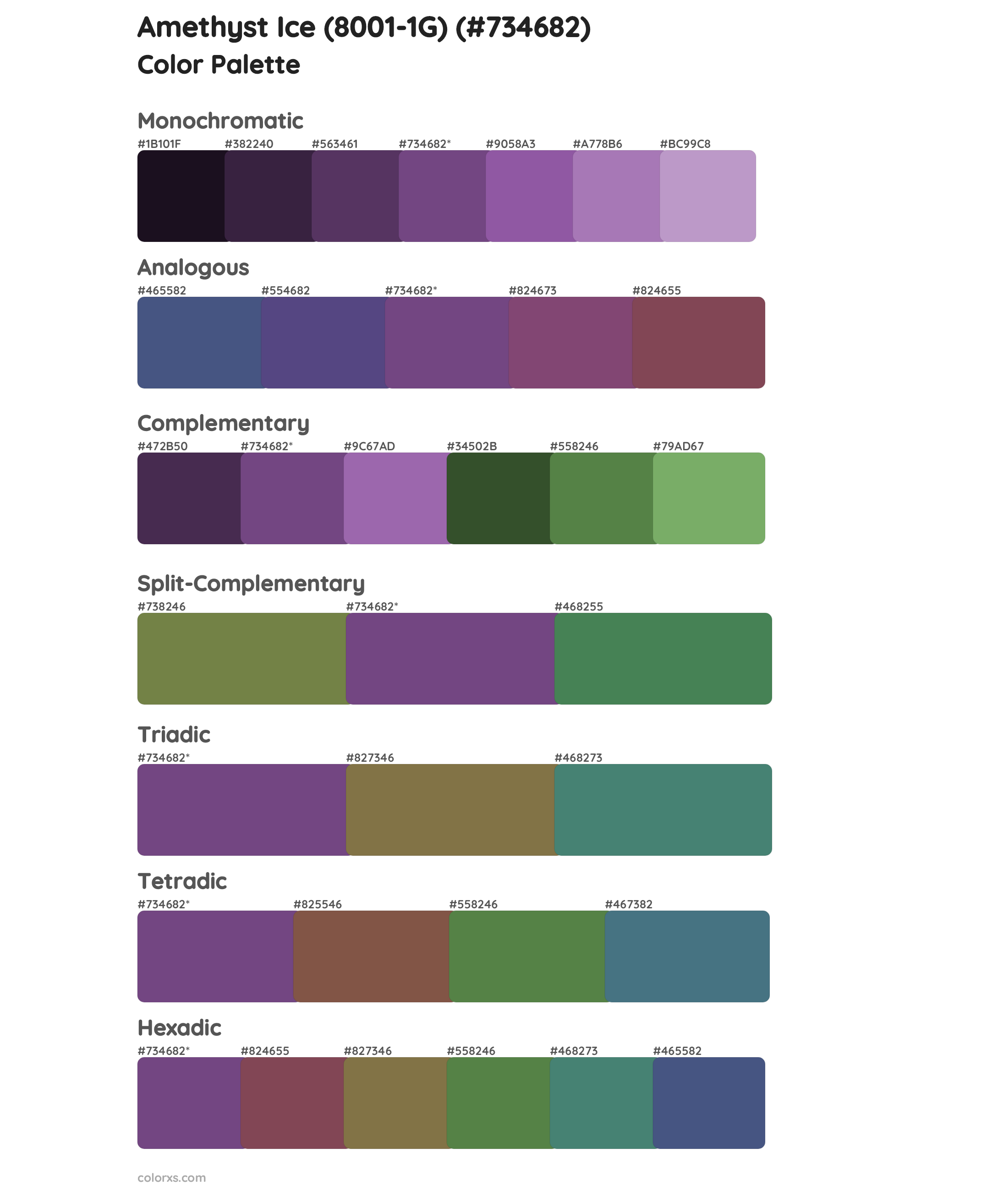 Amethyst Ice (8001-1G) Color Scheme Palettes