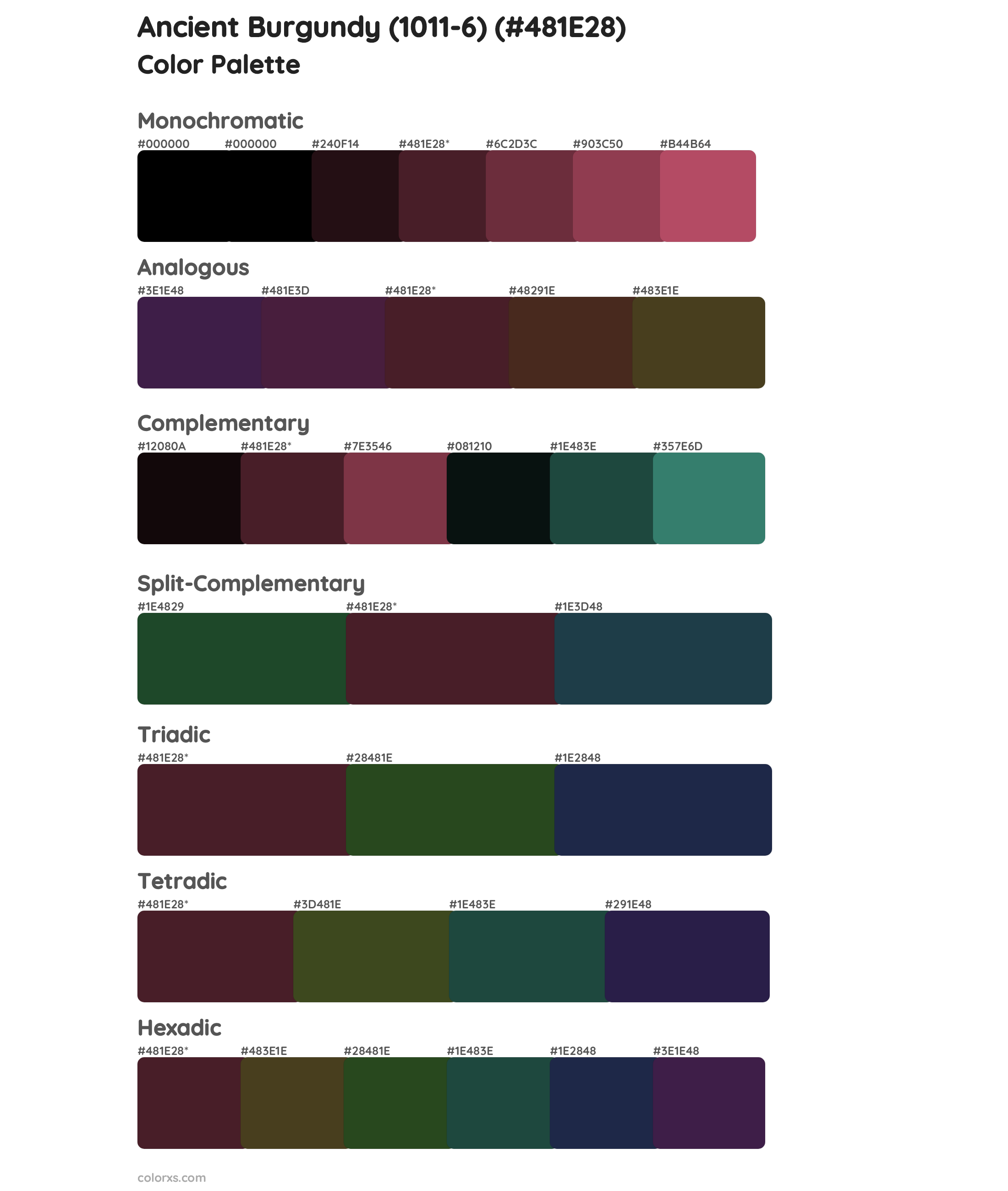 Ancient Burgundy (1011-6) Color Scheme Palettes