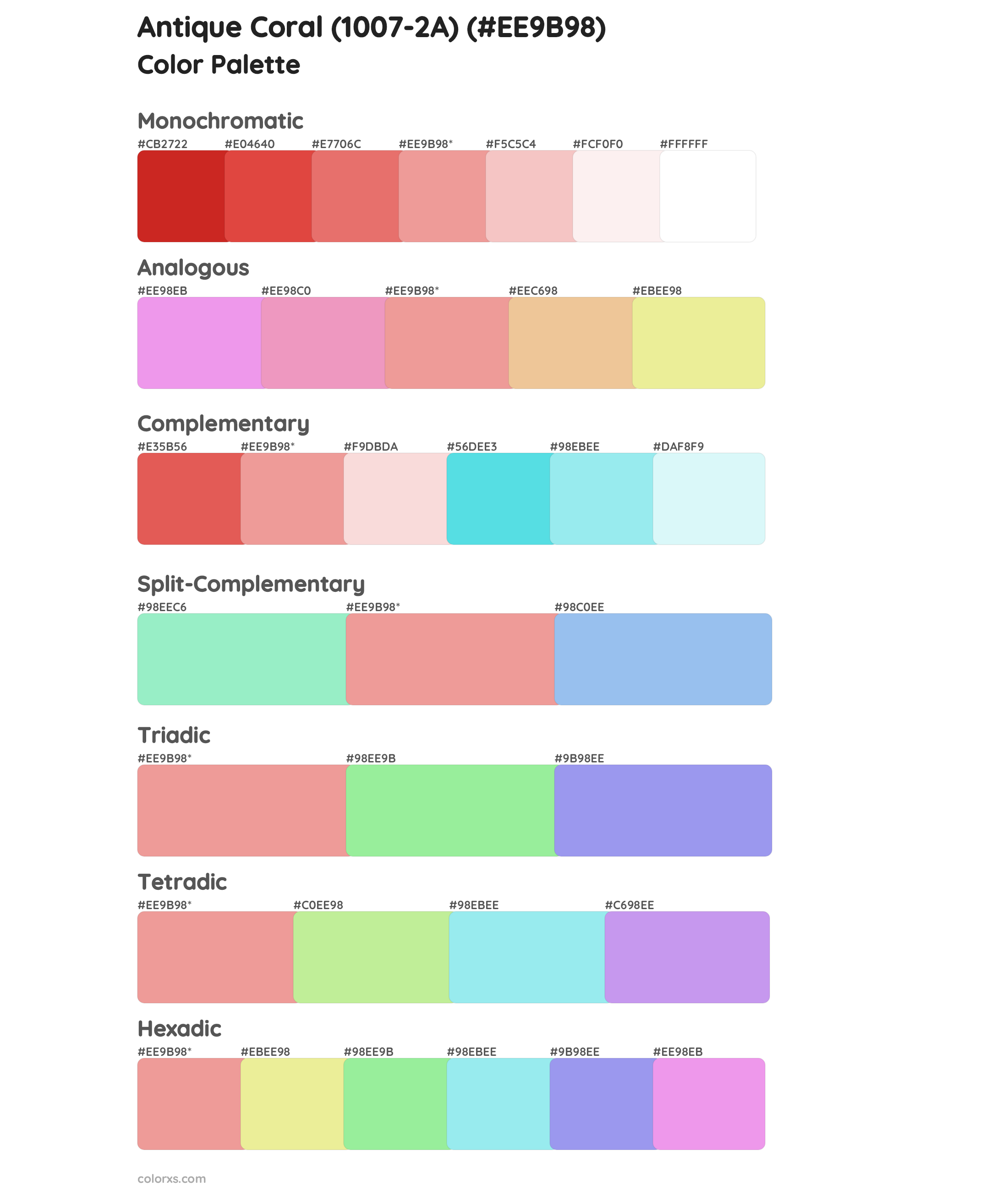 Antique Coral (1007-2A) Color Scheme Palettes