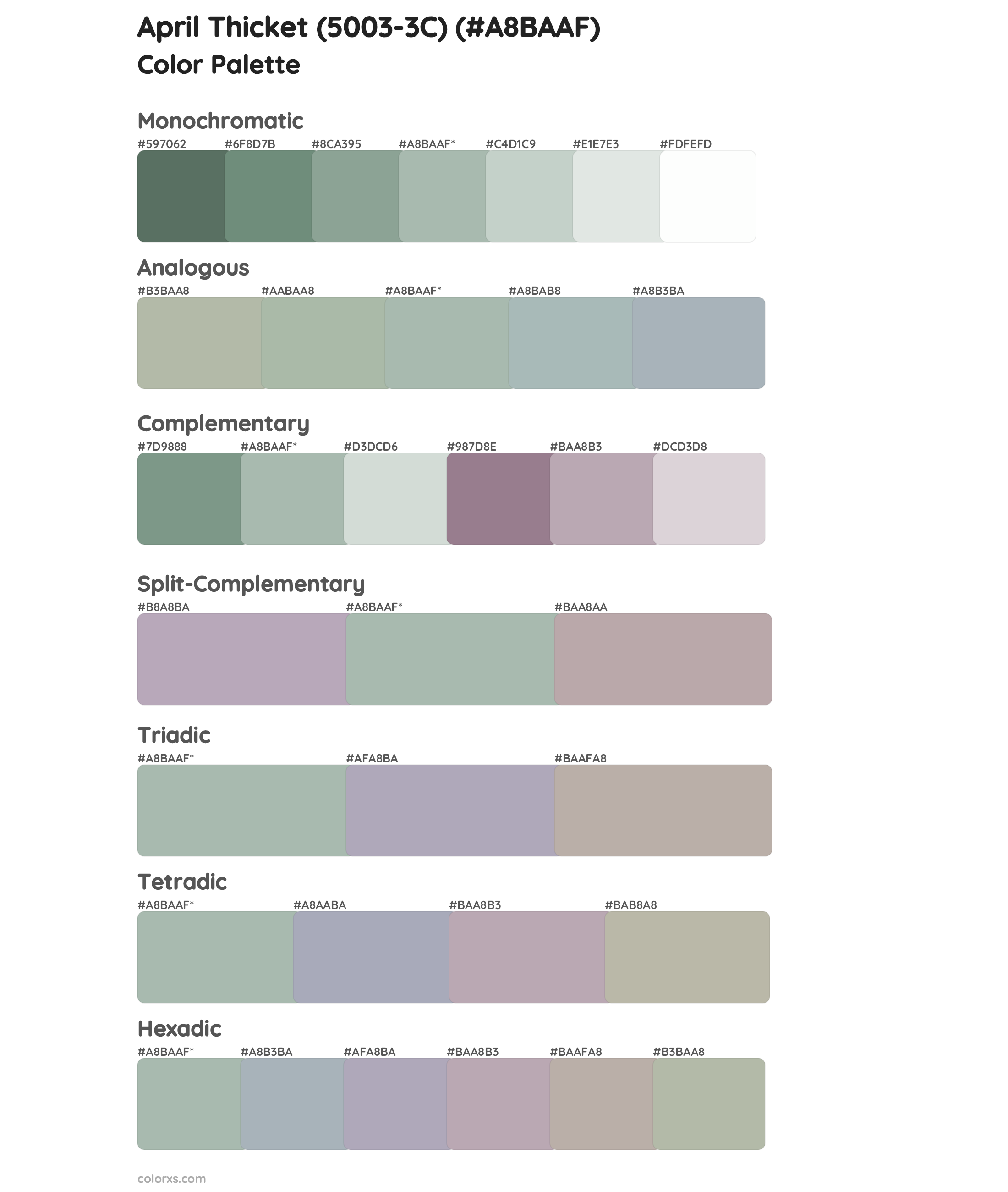 April Thicket (5003-3C) Color Scheme Palettes