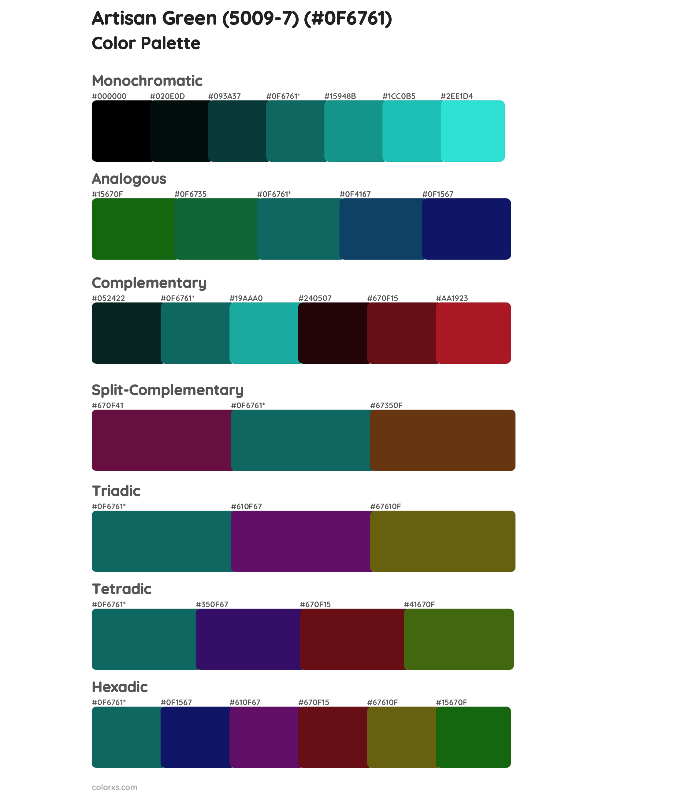 Artisan Green (5009-7) Color Scheme Palettes