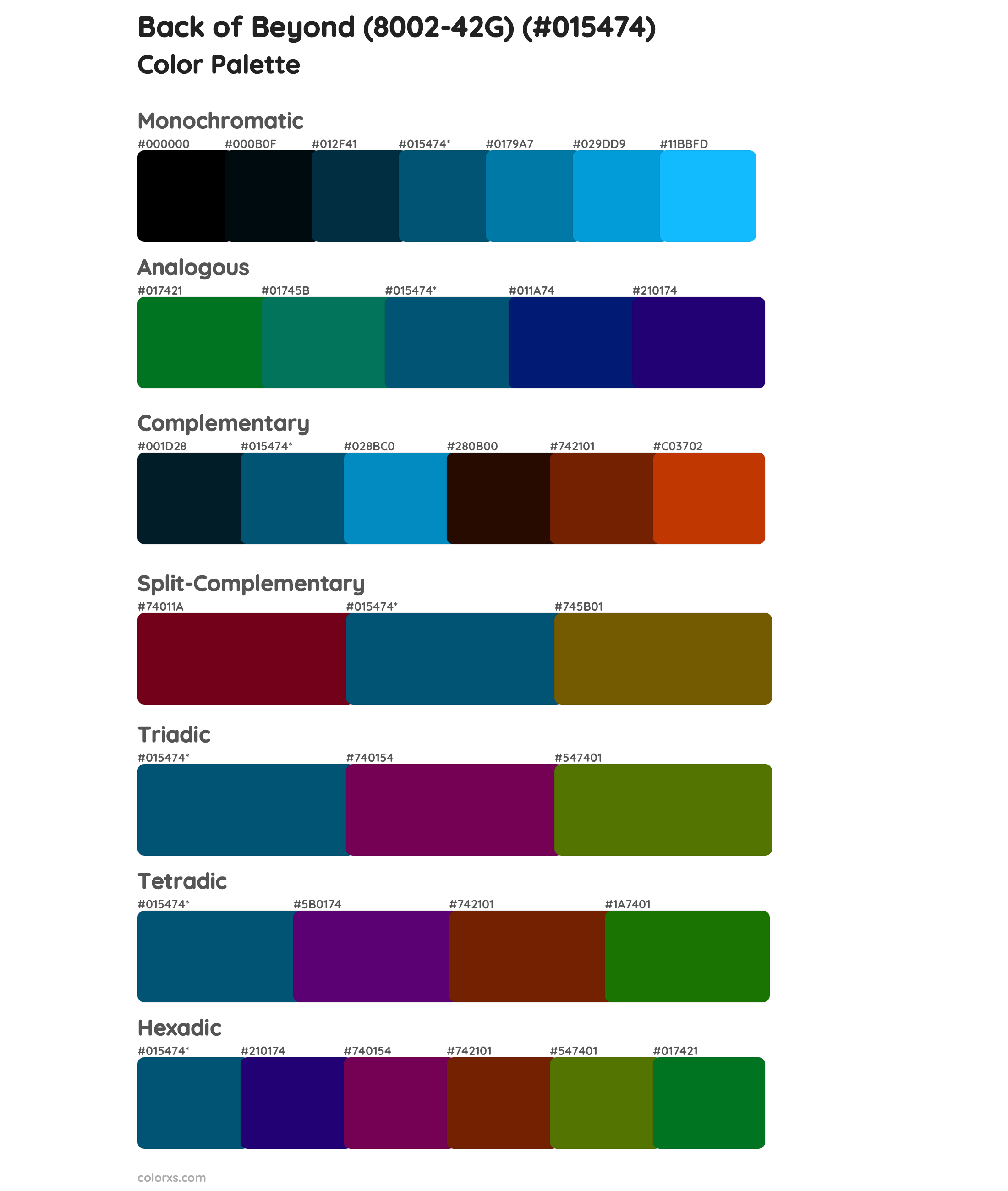 Back of Beyond (8002-42G) Color Scheme Palettes