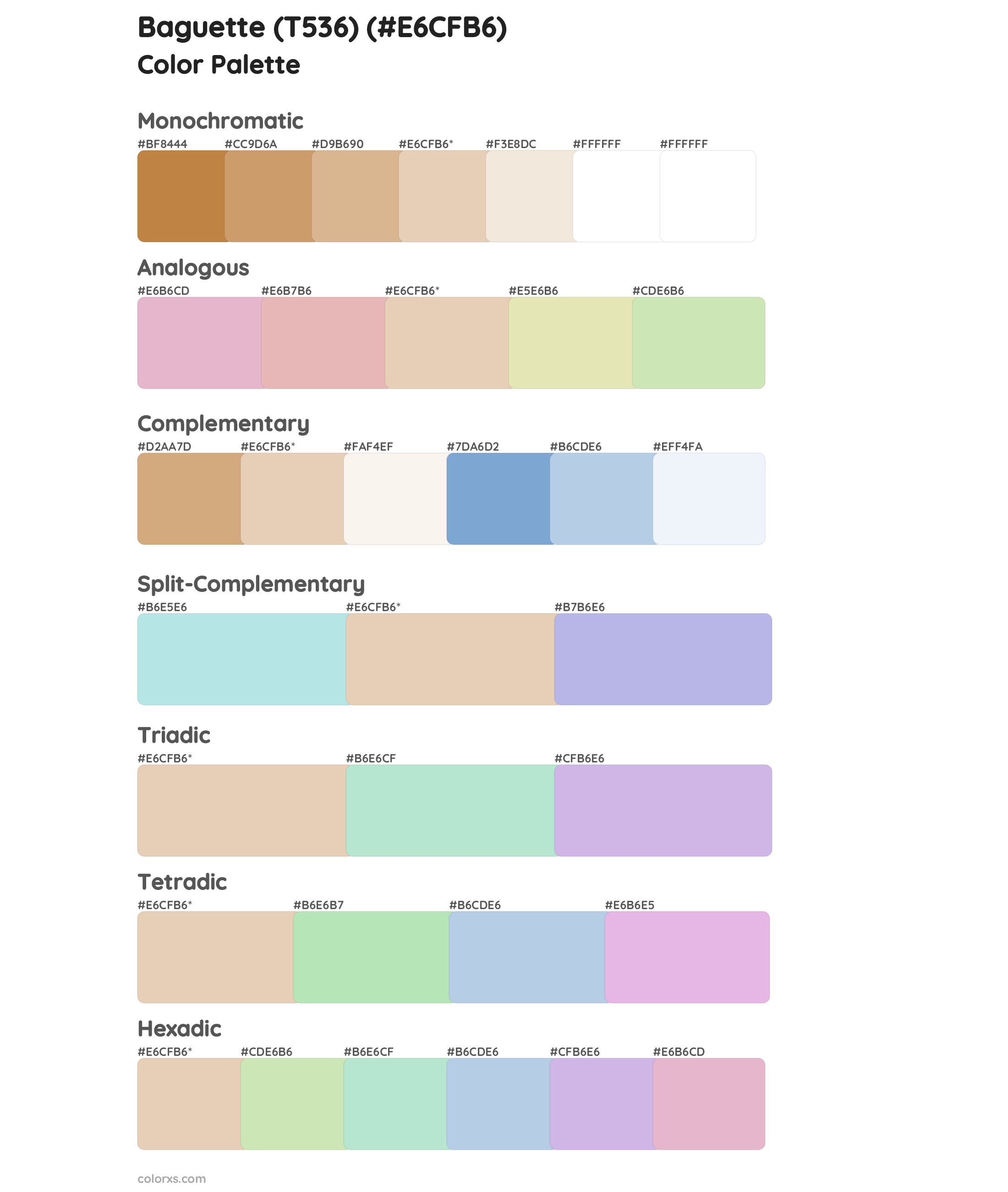 Baguette (T536) Color Scheme Palettes