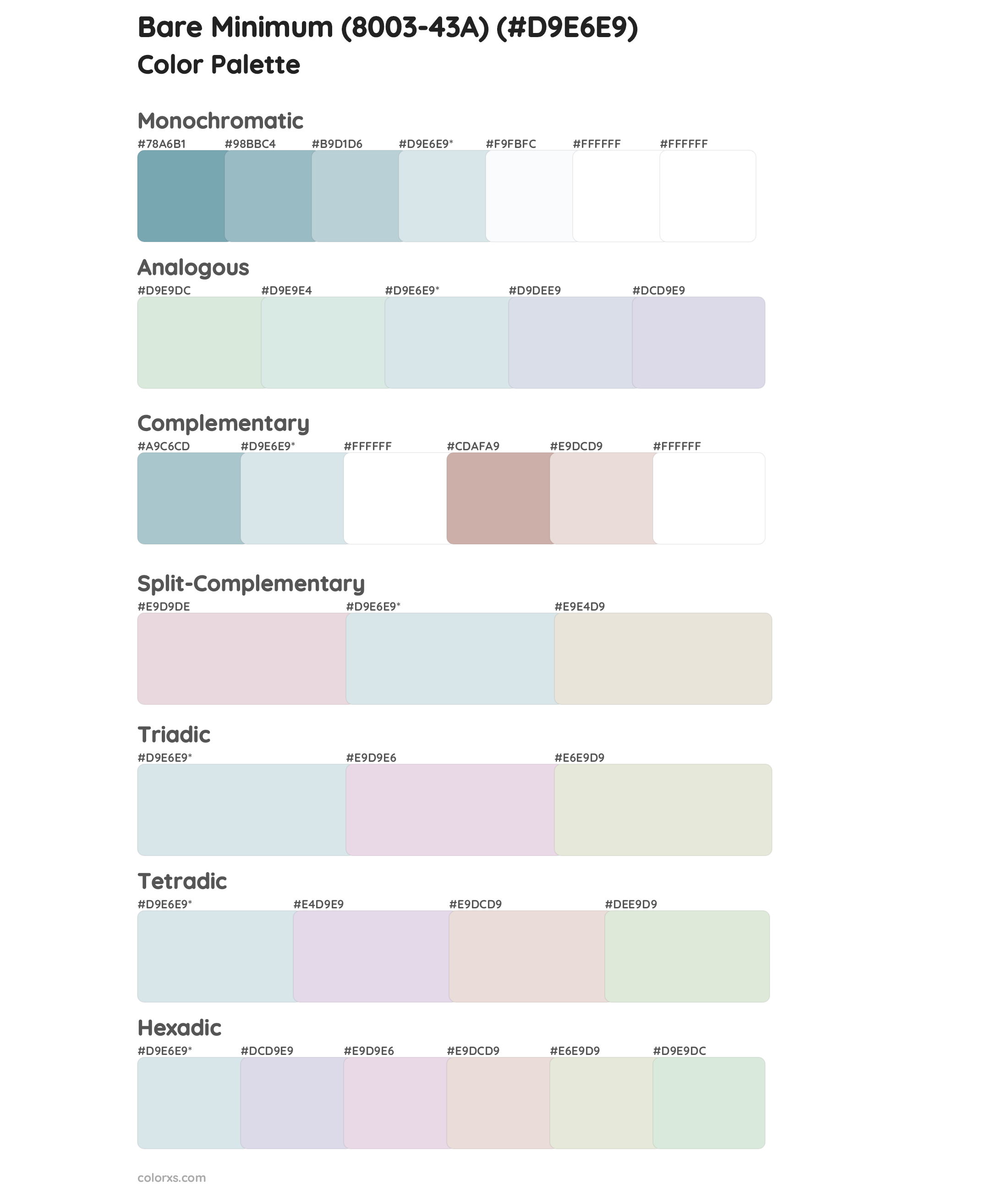 Bare Minimum (8003-43A) Color Scheme Palettes