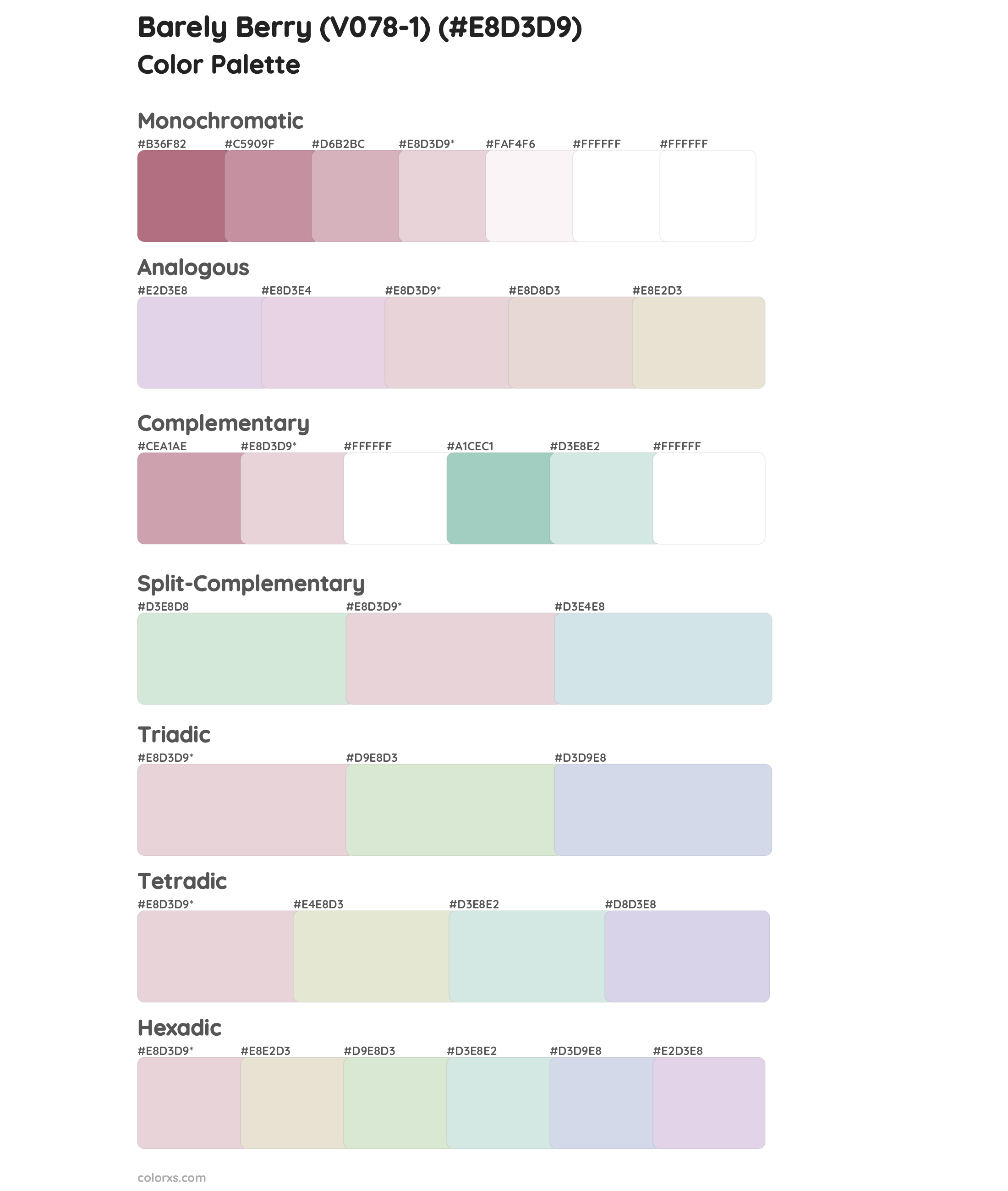 Barely Berry (V078-1) Color Scheme Palettes