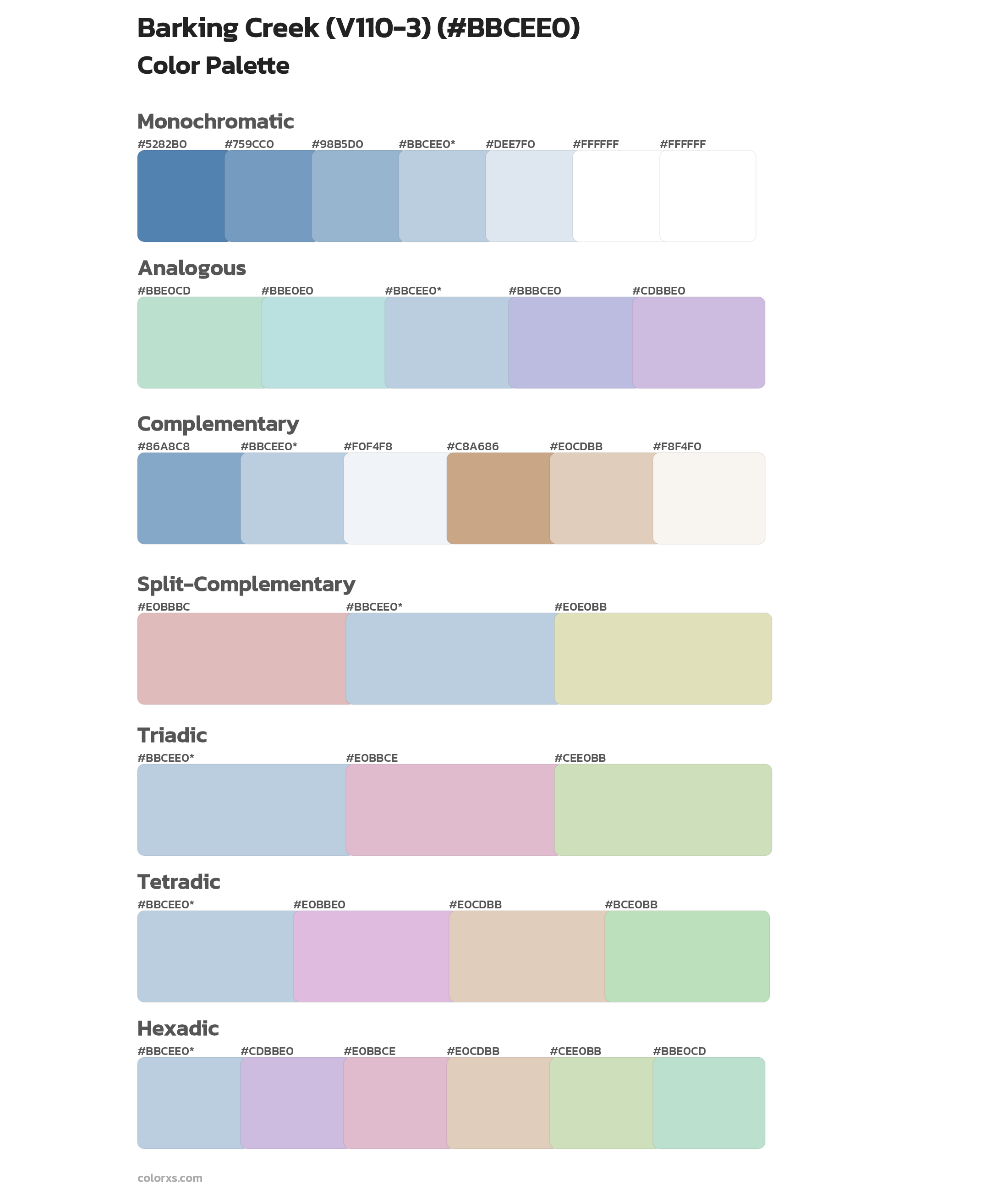 Barking Creek (V110-3) Color Scheme Palettes