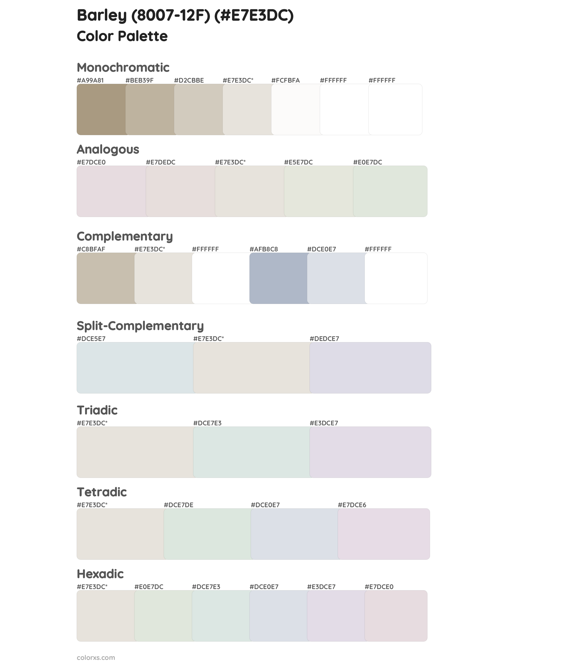 Barley (8007-12F) Color Scheme Palettes