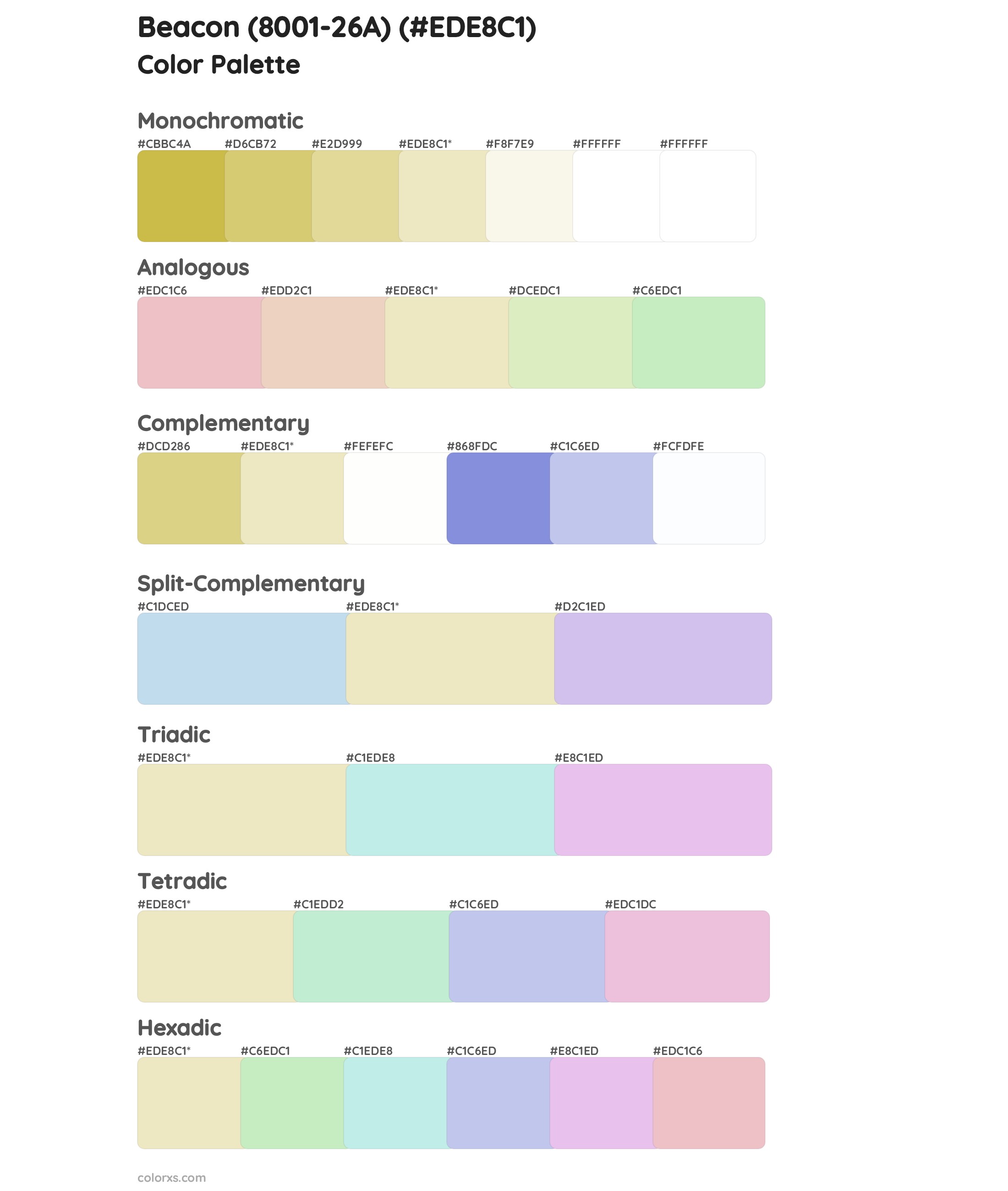 Beacon (8001-26A) Color Scheme Palettes