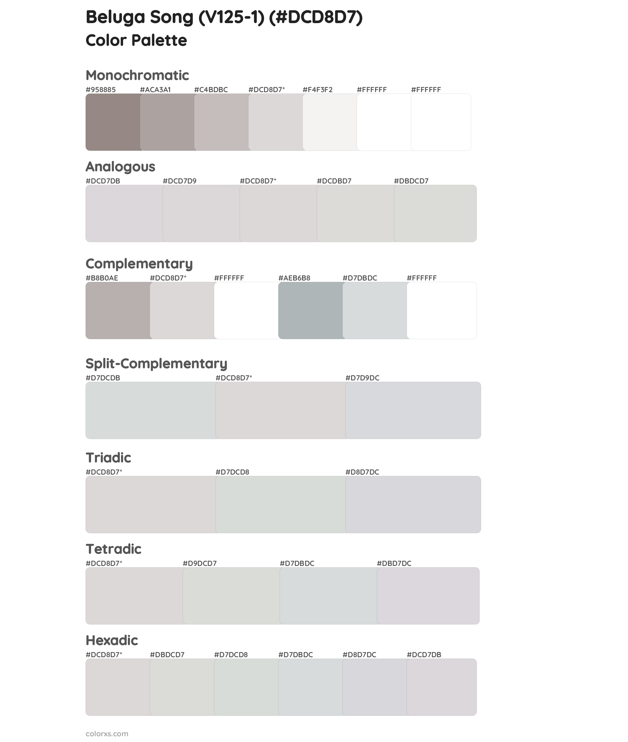 Beluga Song (V125-1) Color Scheme Palettes