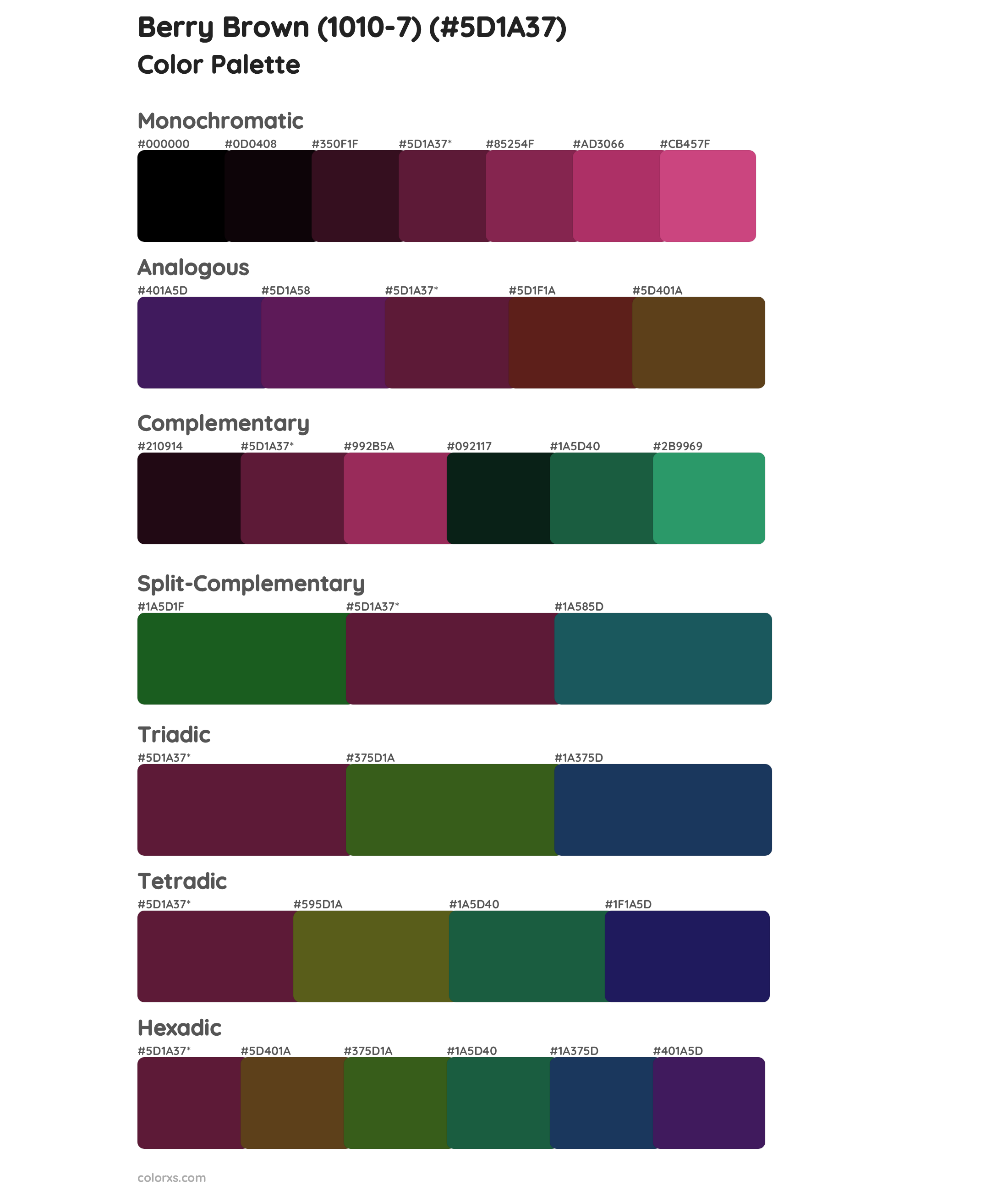 Berry Brown (1010-7) Color Scheme Palettes