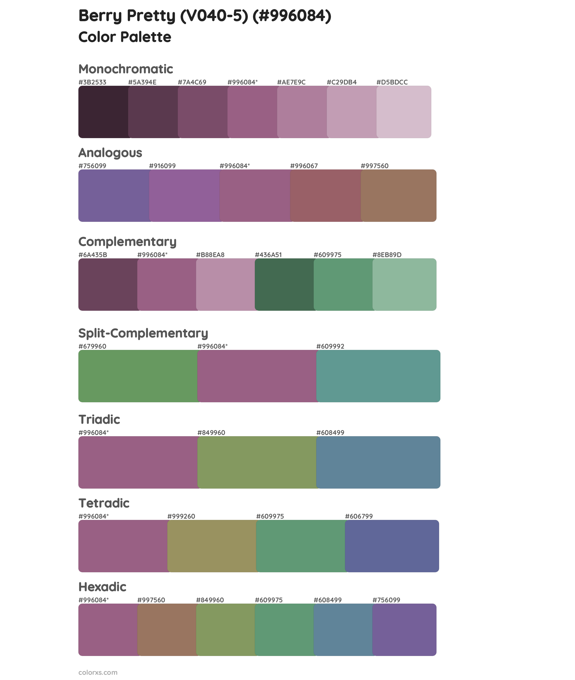 Berry Pretty (V040-5) Color Scheme Palettes