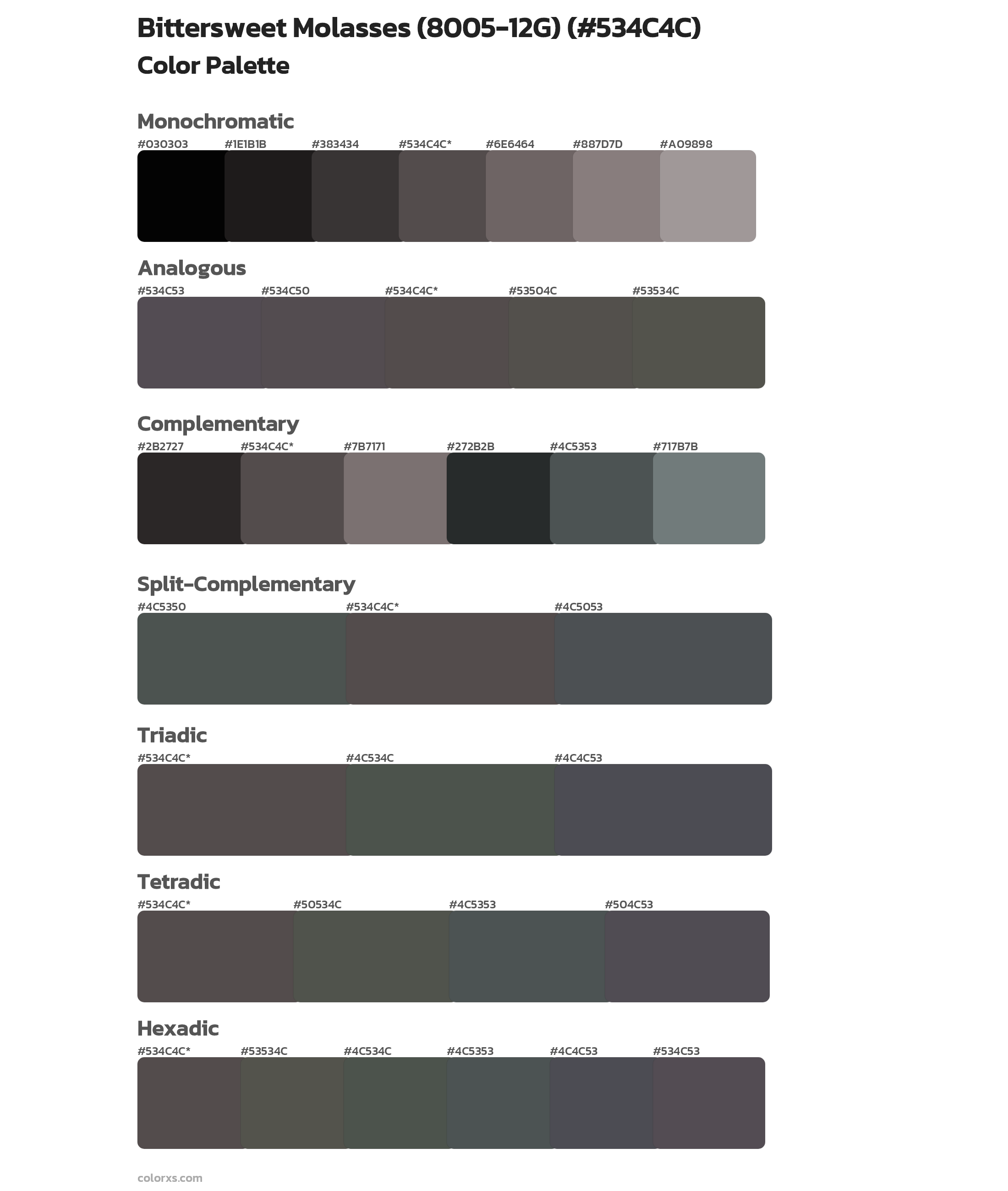 Bittersweet Molasses (8005-12G) Color Scheme Palettes