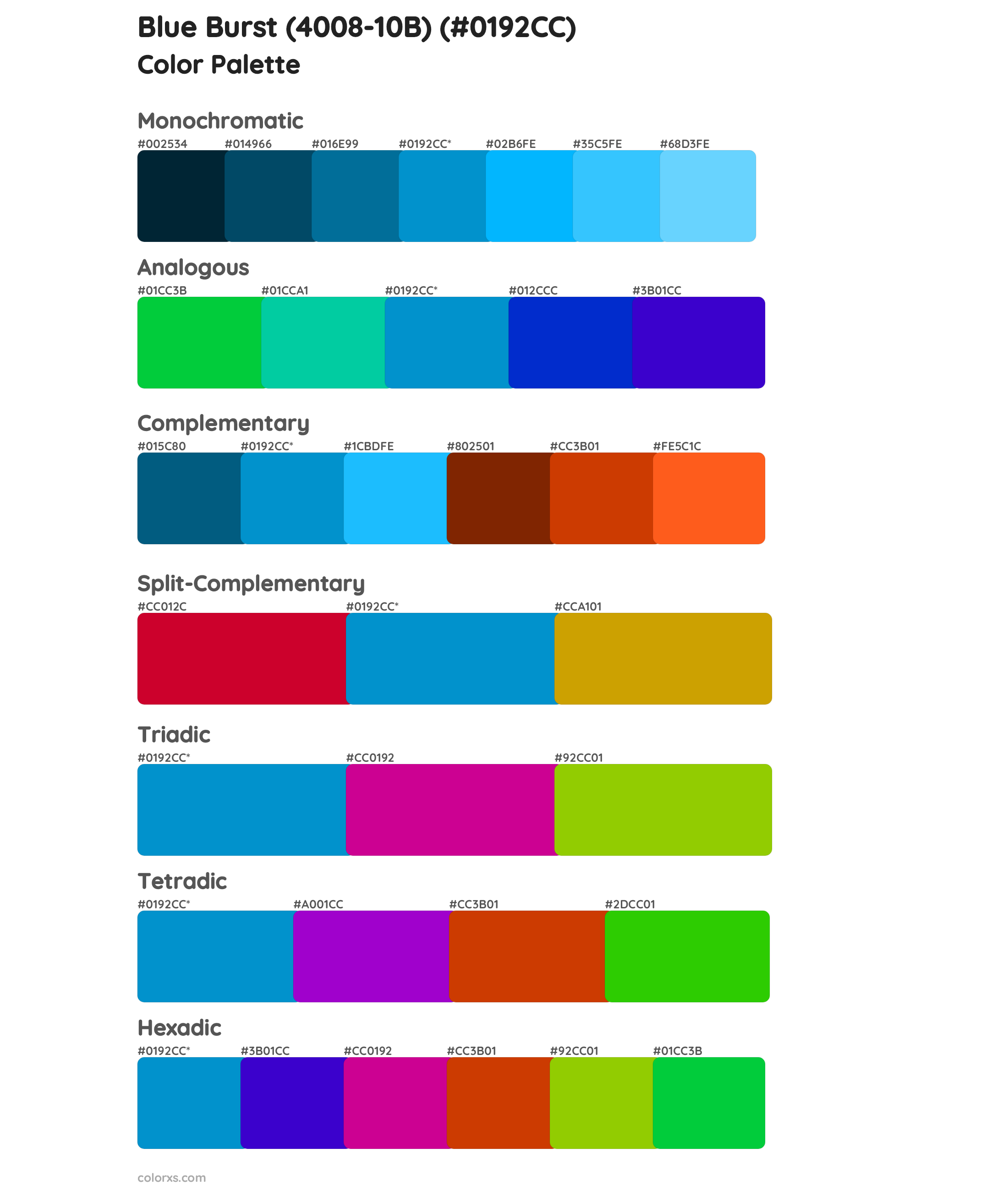 Blue Burst (4008-10B) Color Scheme Palettes