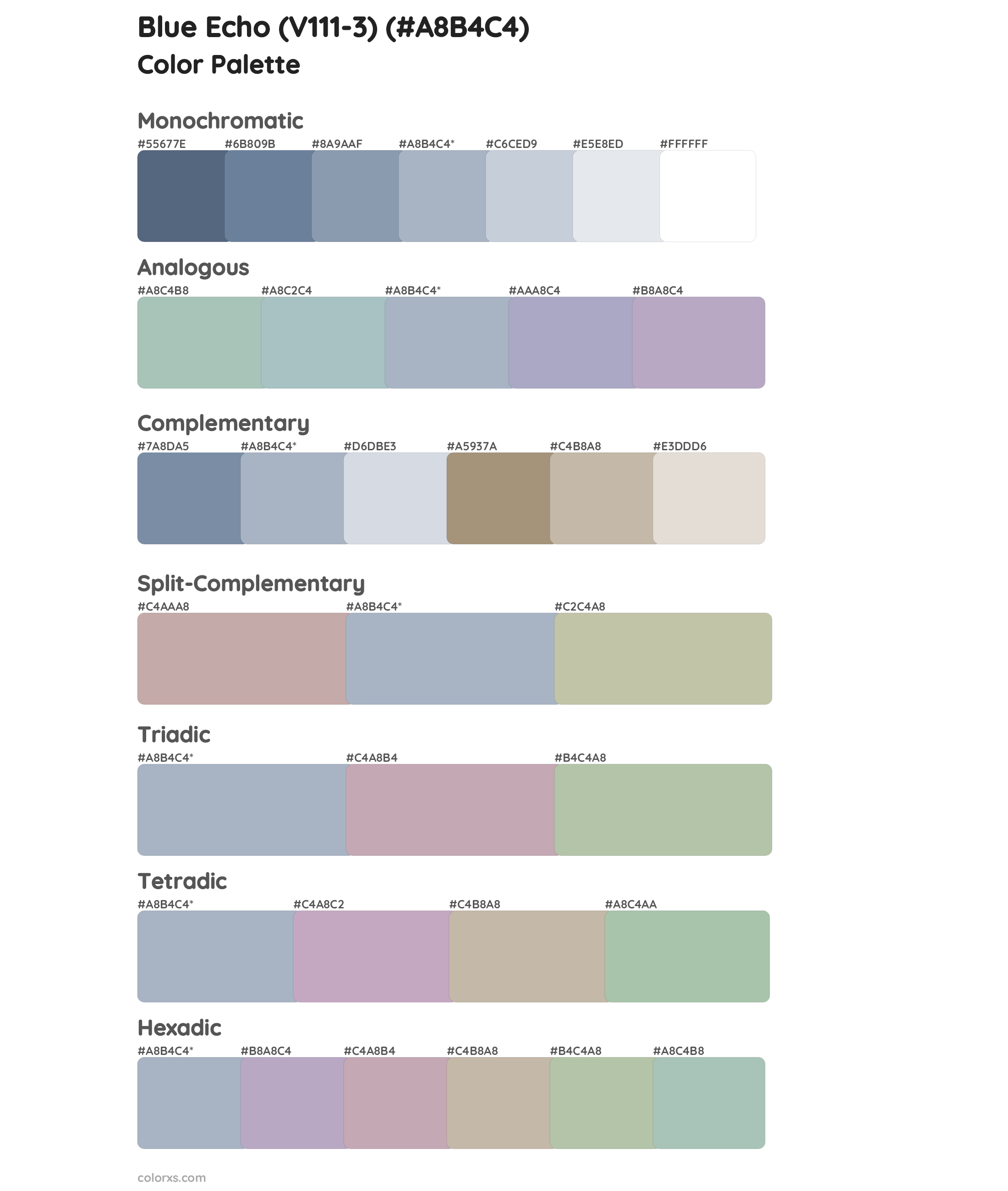 Blue Echo (V111-3) Color Scheme Palettes