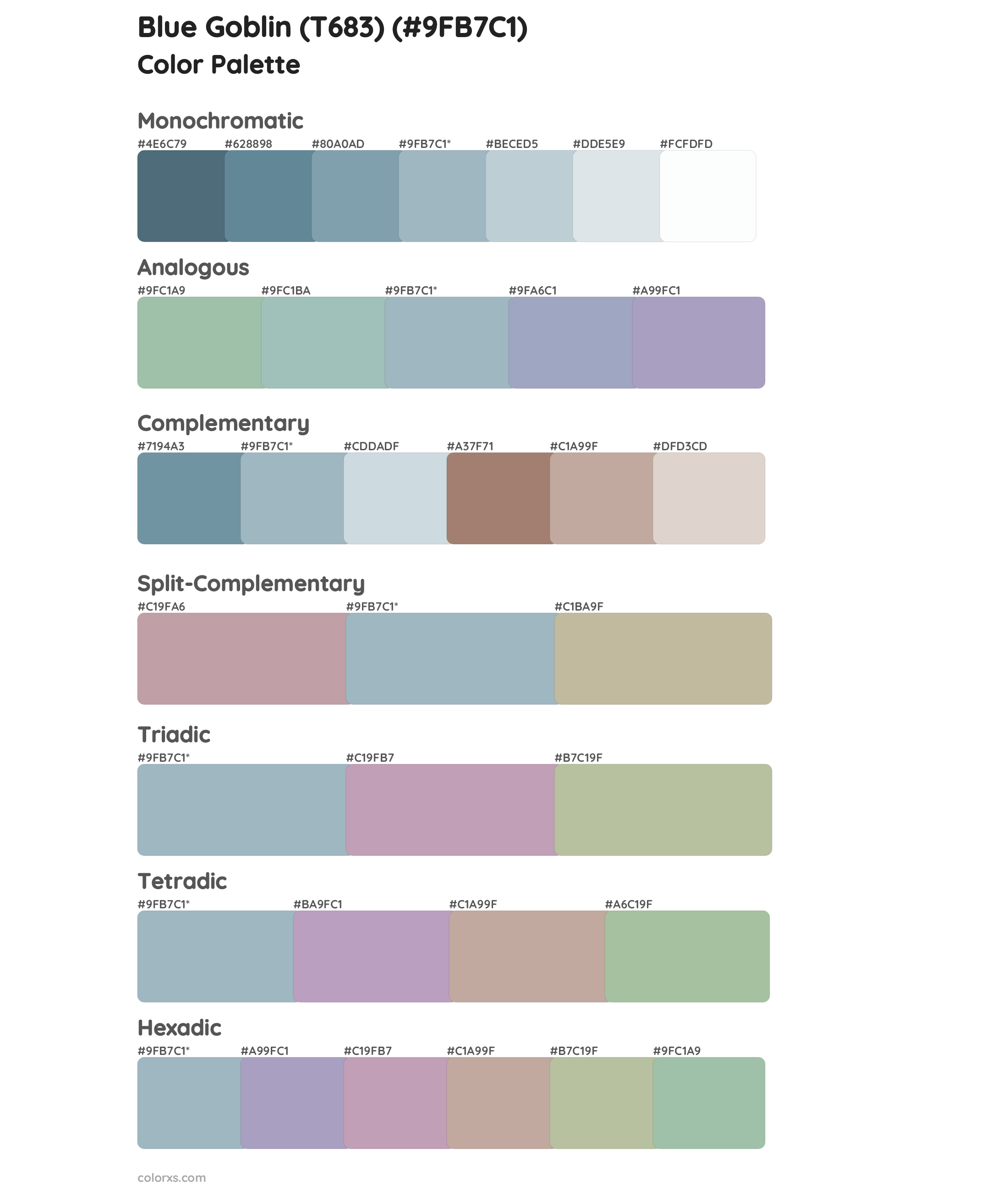 Blue Goblin (T683) Color Scheme Palettes