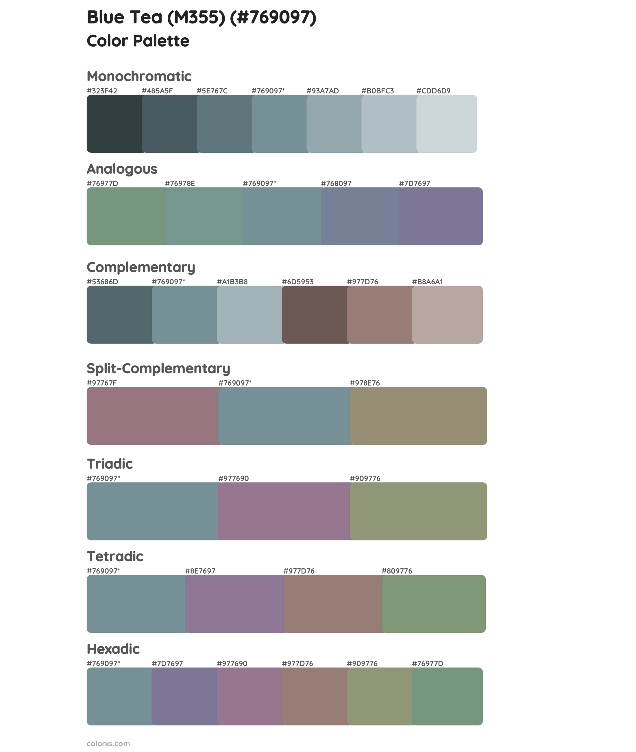 Blue Tea (M355) Color Scheme Palettes