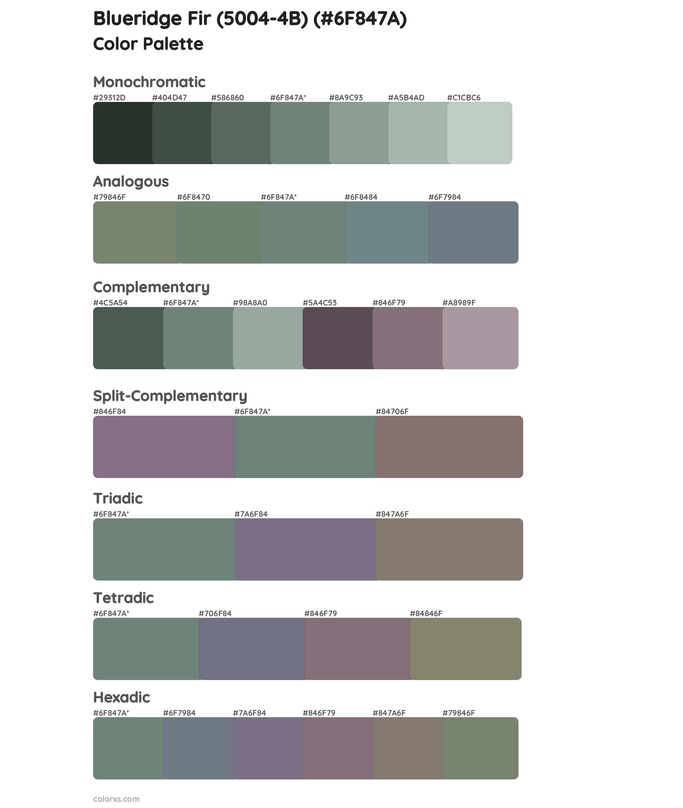 Blueridge Fir (5004-4B) Color Scheme Palettes