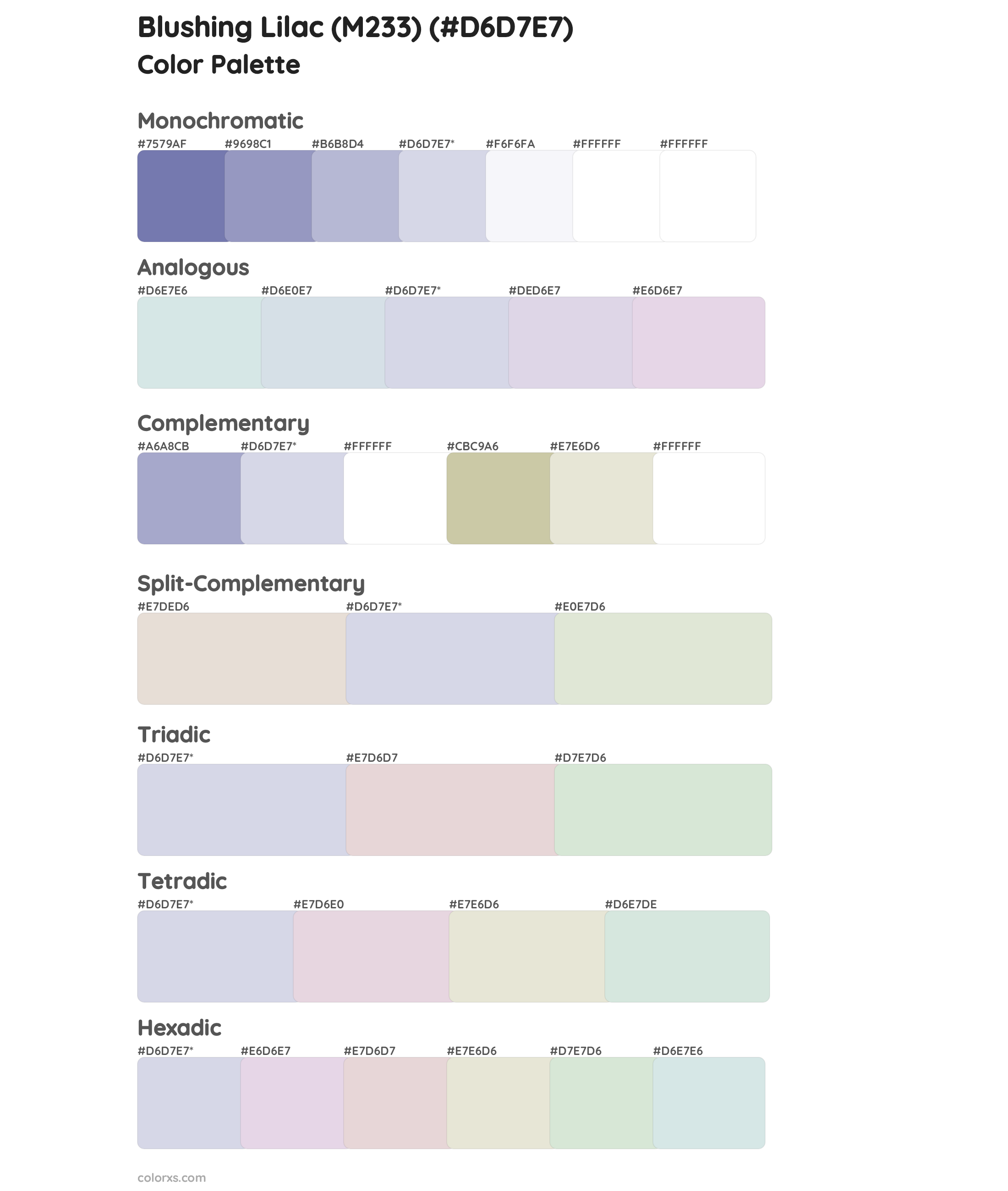 Blushing Lilac (M233) Color Scheme Palettes