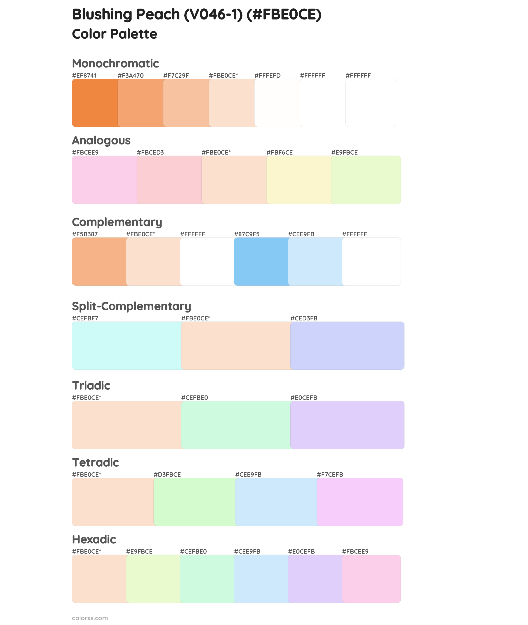 Blushing Peach (V046-1) Color Scheme Palettes