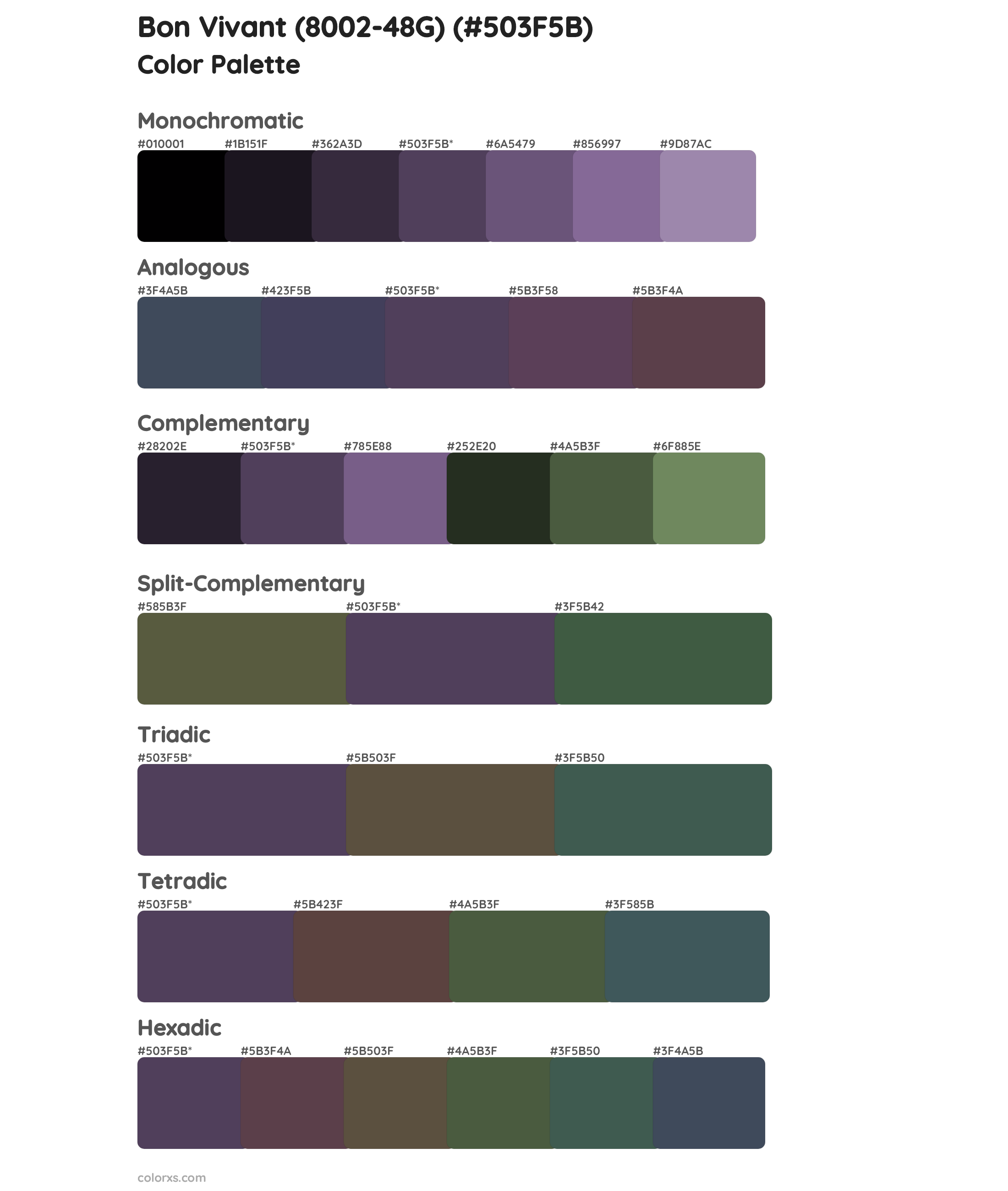 Bon Vivant (8002-48G) Color Scheme Palettes