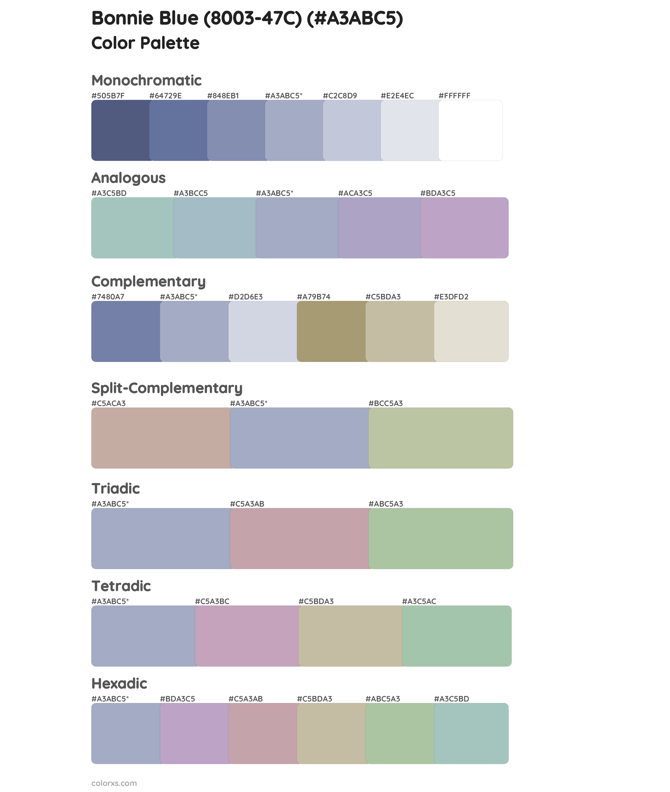 Bonnie Blue (8003-47C) Color Scheme Palettes