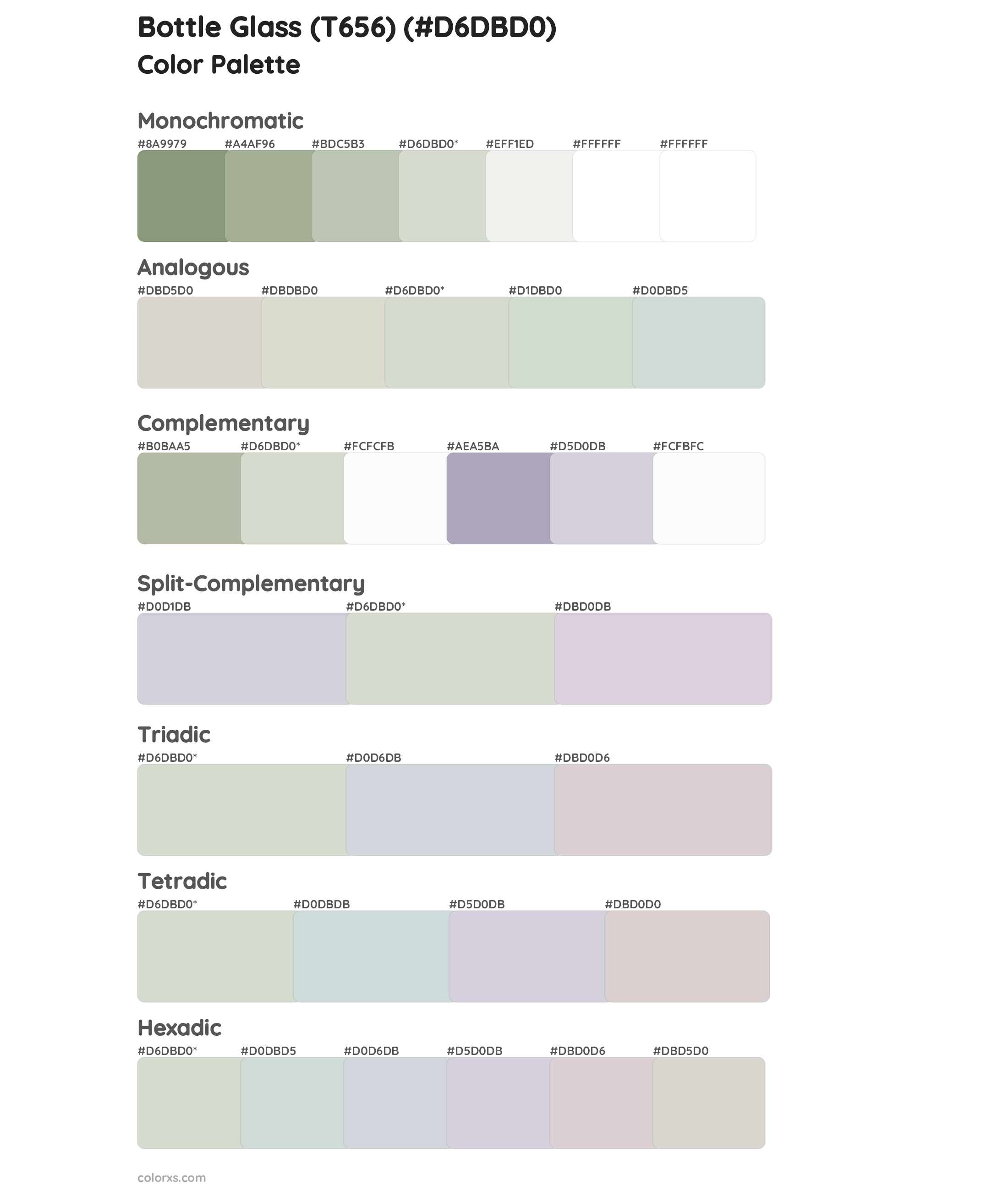 Bottle Glass (T656) Color Scheme Palettes