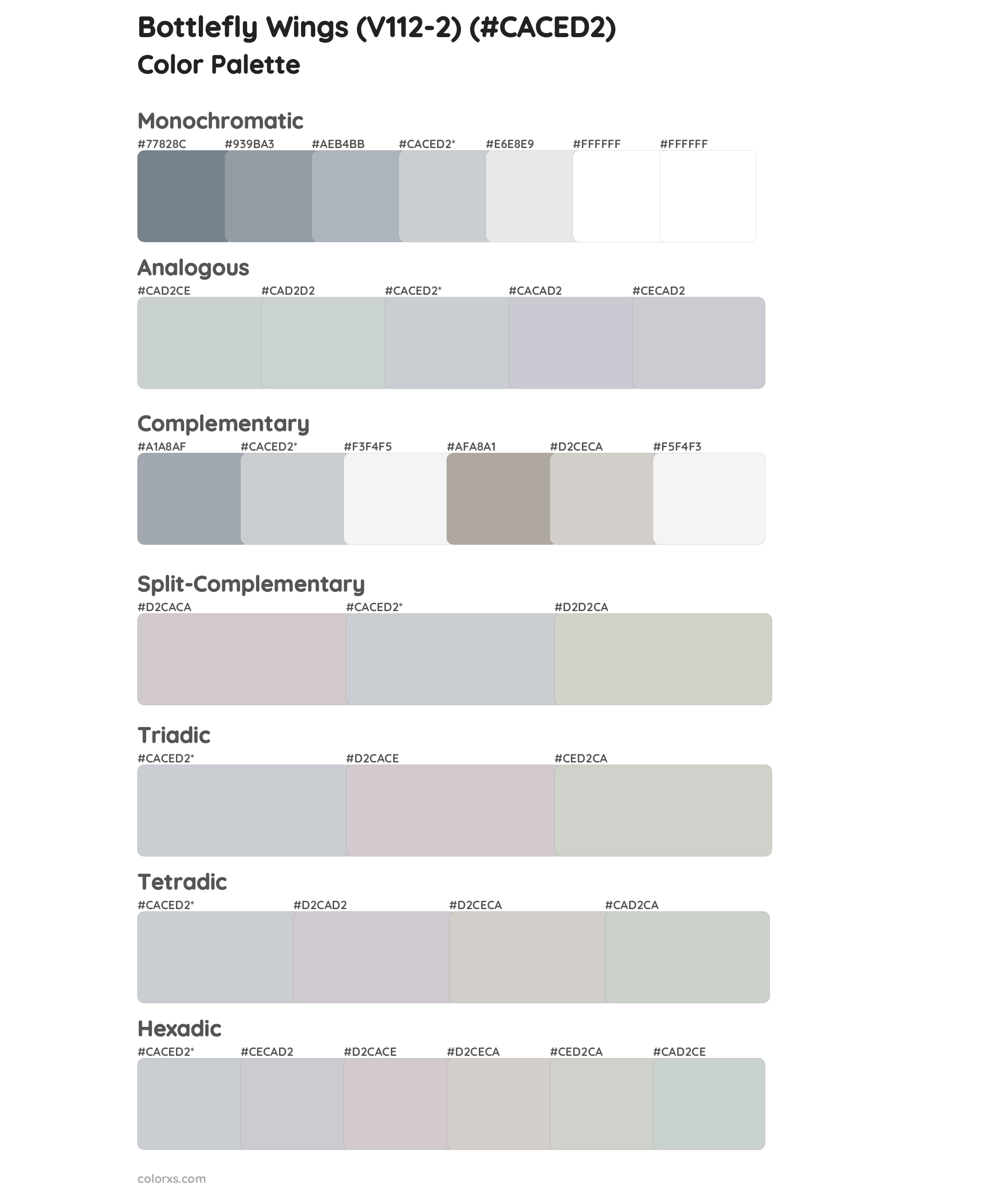 Bottlefly Wings (V112-2) Color Scheme Palettes