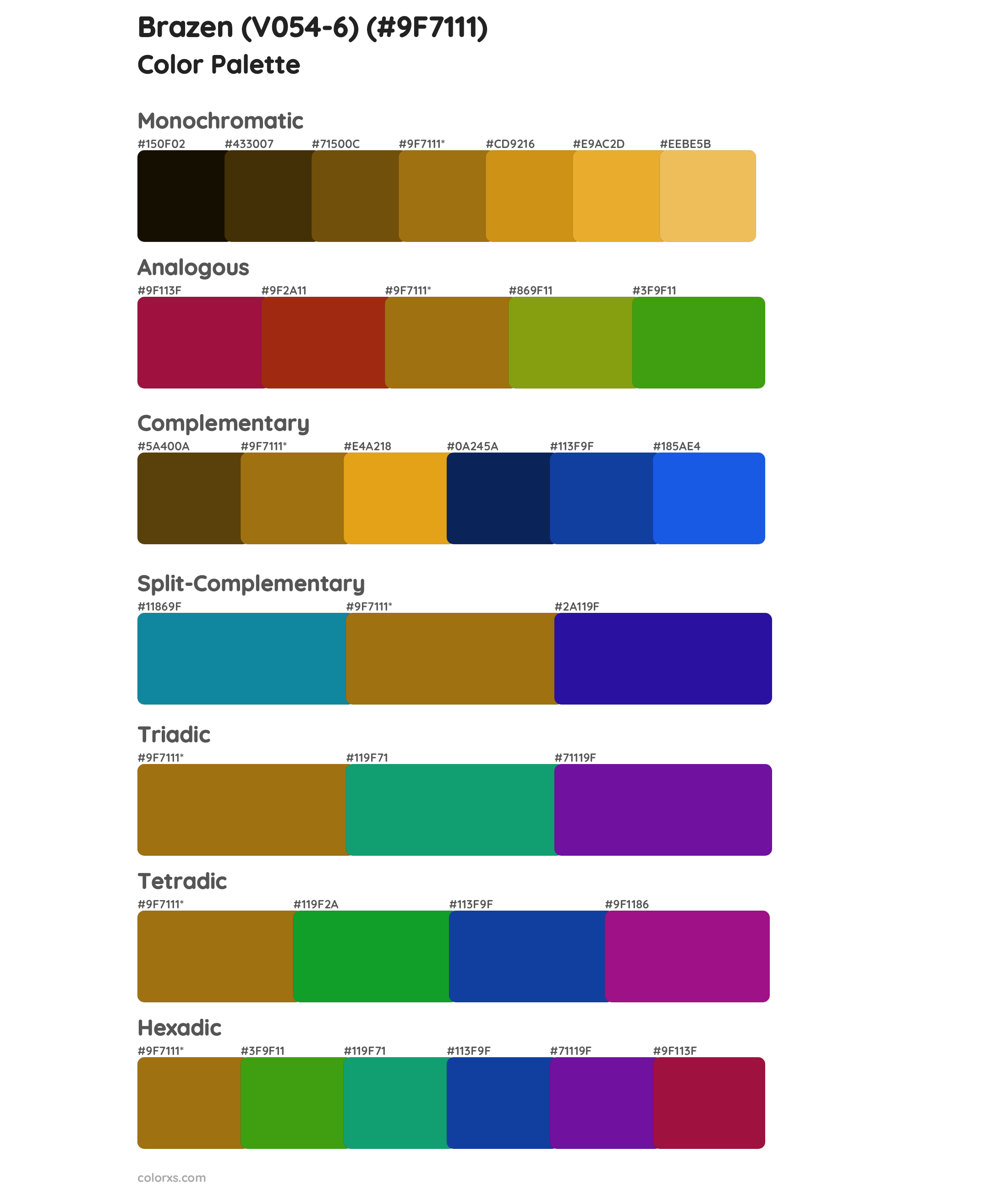 Brazen (V054-6) Color Scheme Palettes