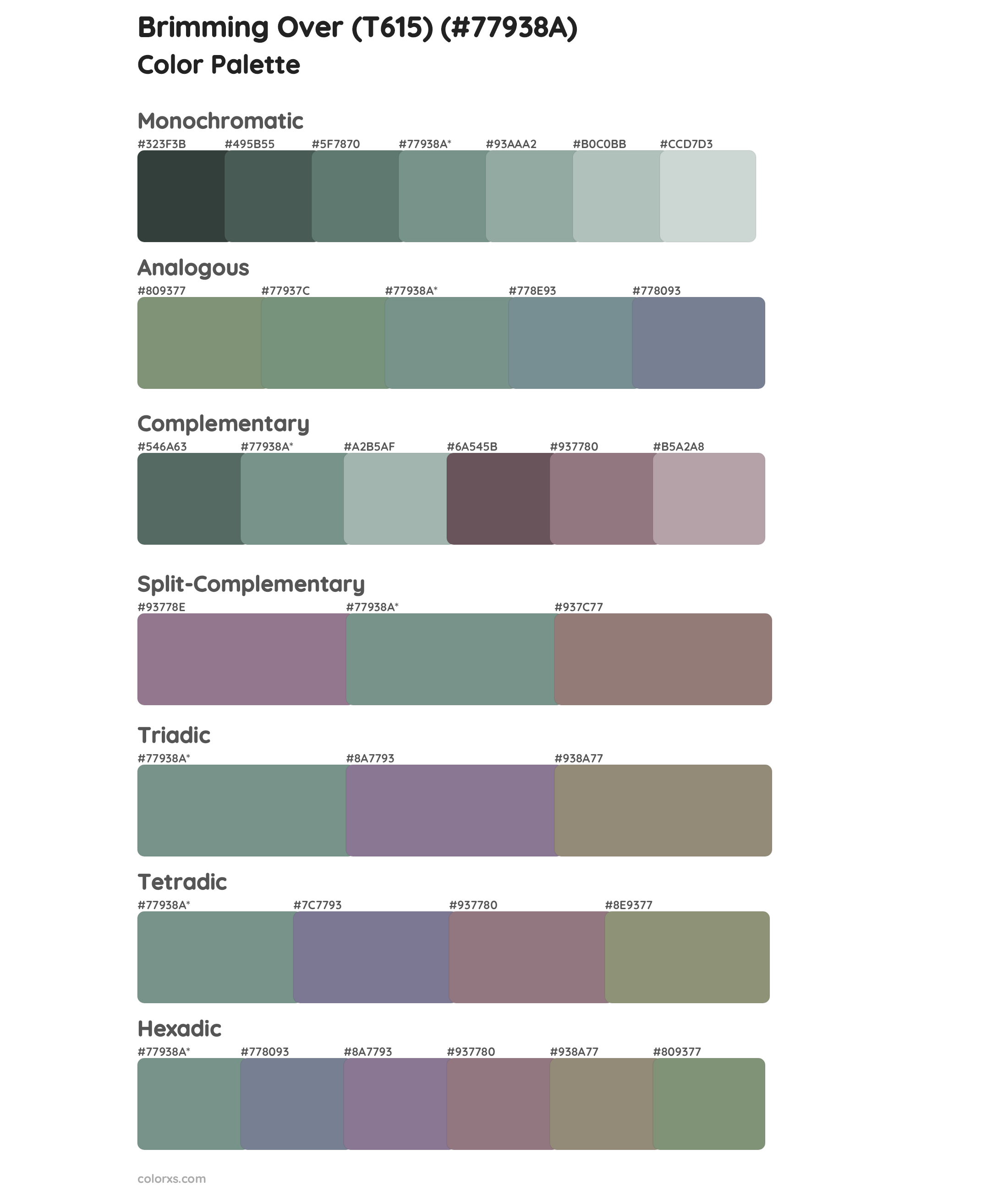 Brimming Over (T615) Color Scheme Palettes