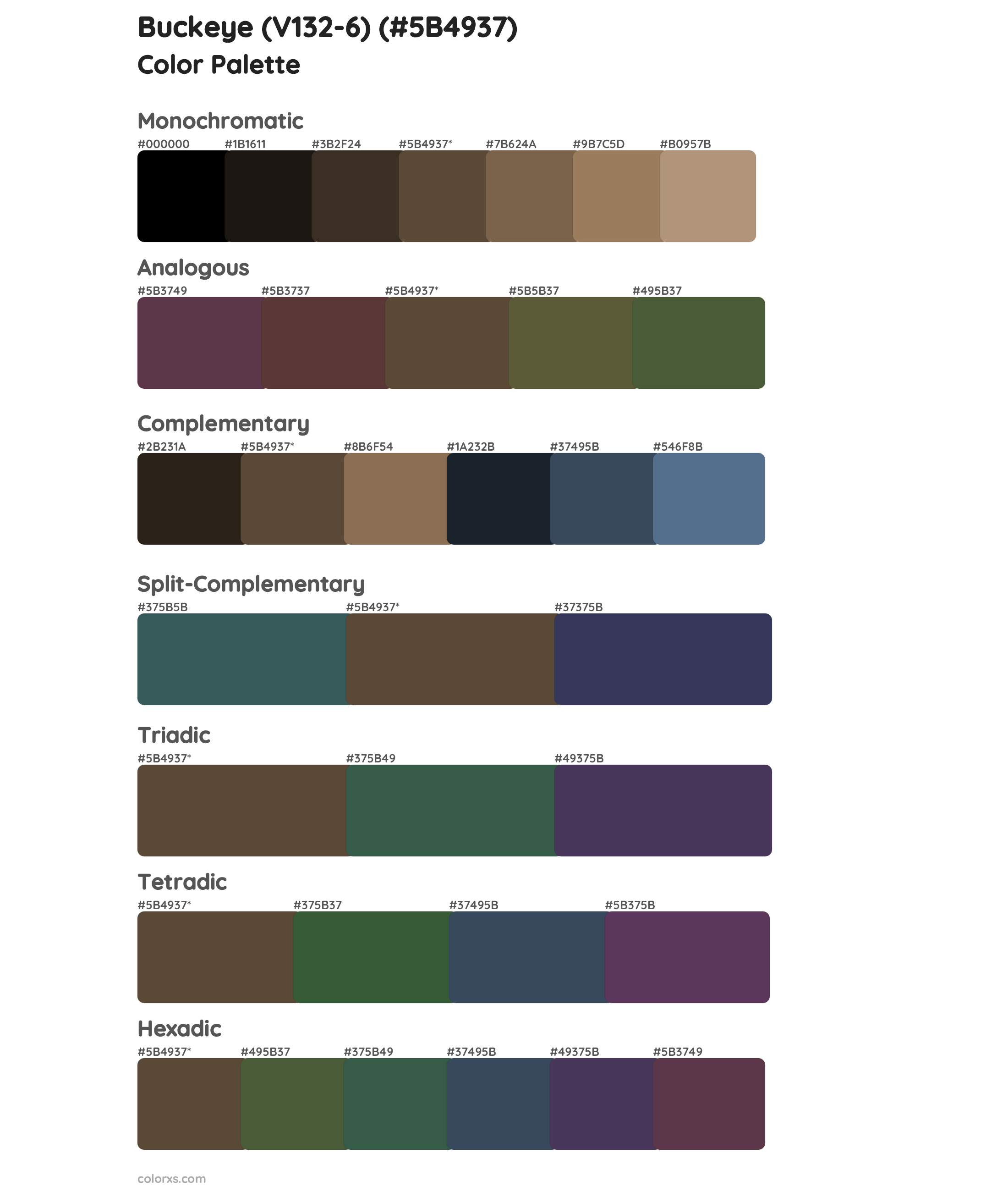 Buckeye (V132-6) Color Scheme Palettes