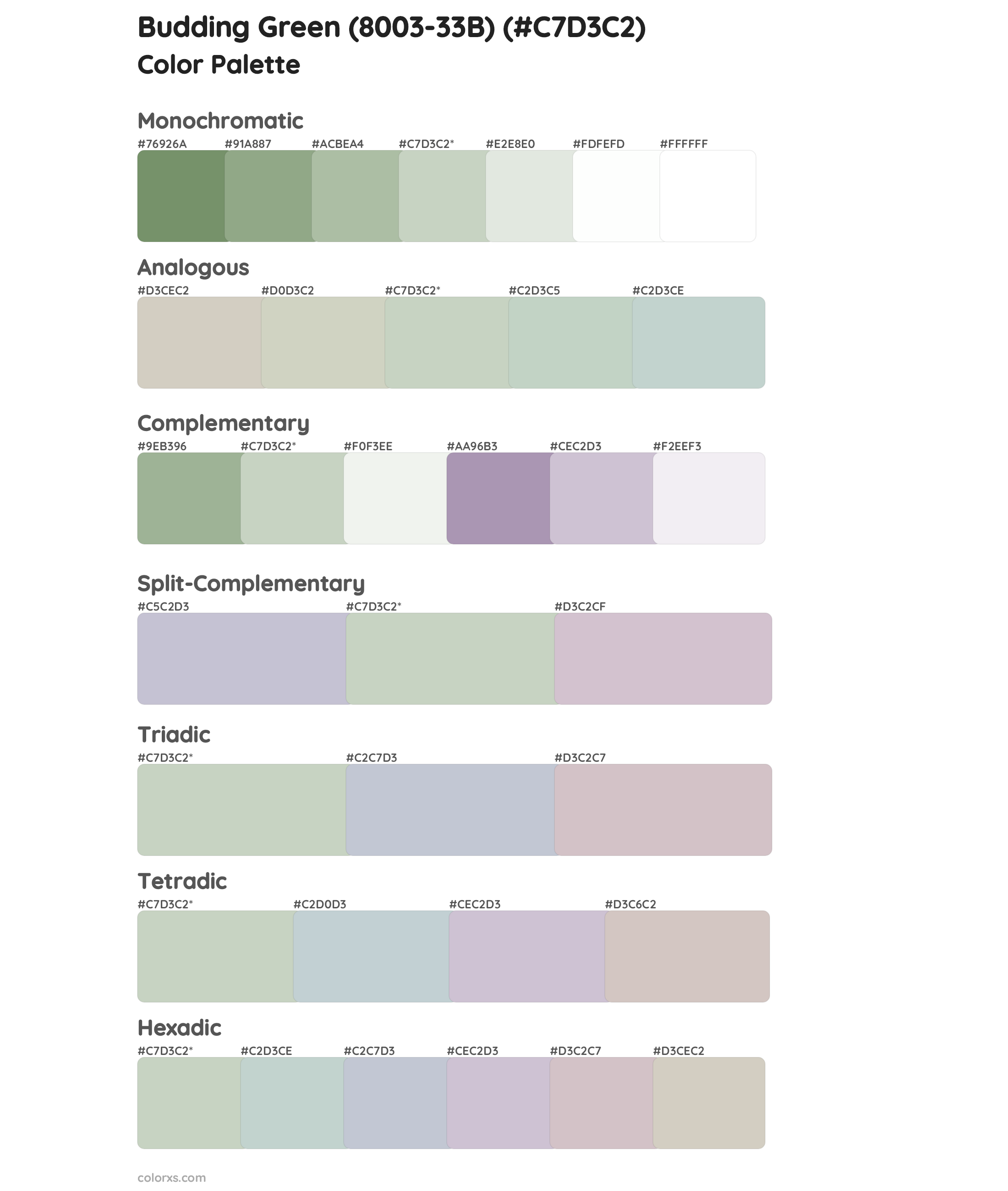 Budding Green (8003-33B) Color Scheme Palettes