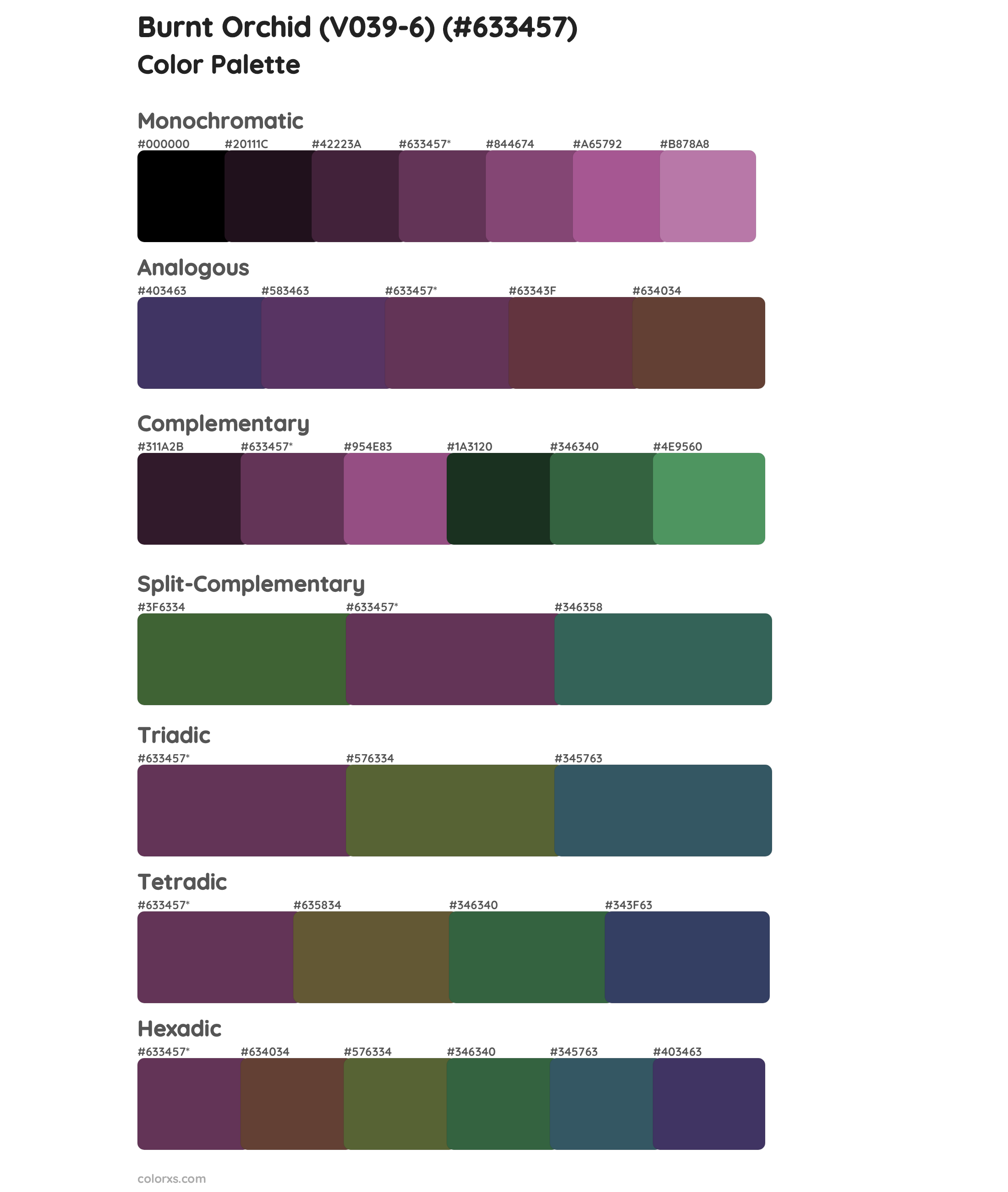 Burnt Orchid (V039-6) Color Scheme Palettes