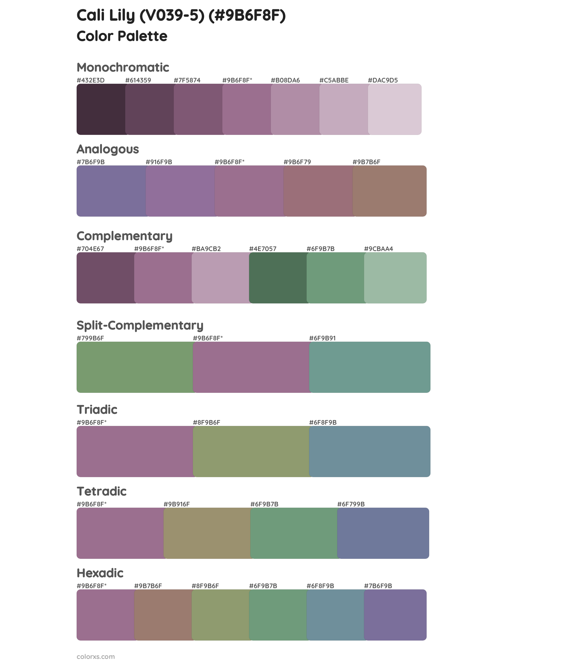 Cali Lily (V039-5) Color Scheme Palettes