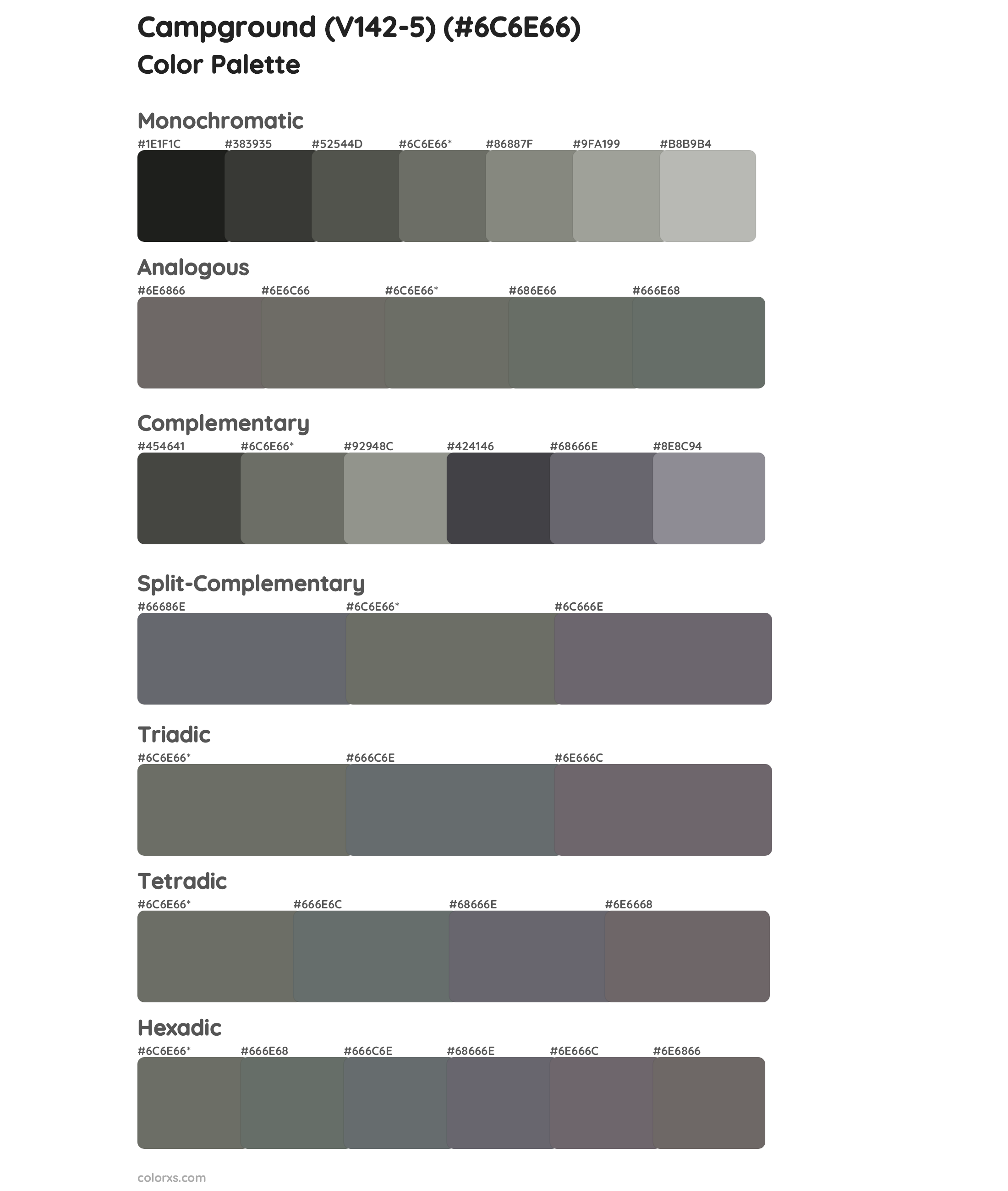 Campground (V142-5) Color Scheme Palettes