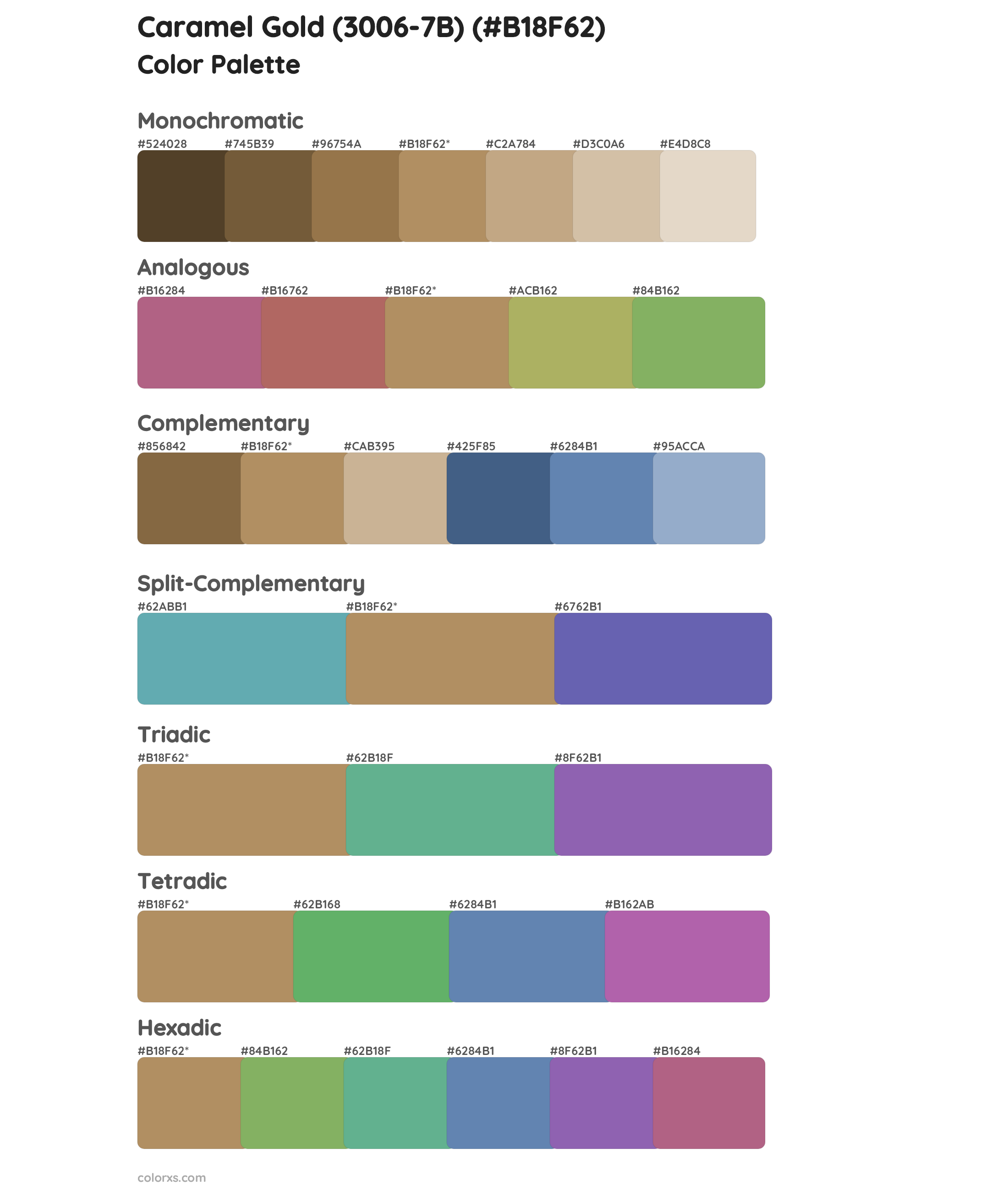 Caramel Gold (3006-7B) Color Scheme Palettes