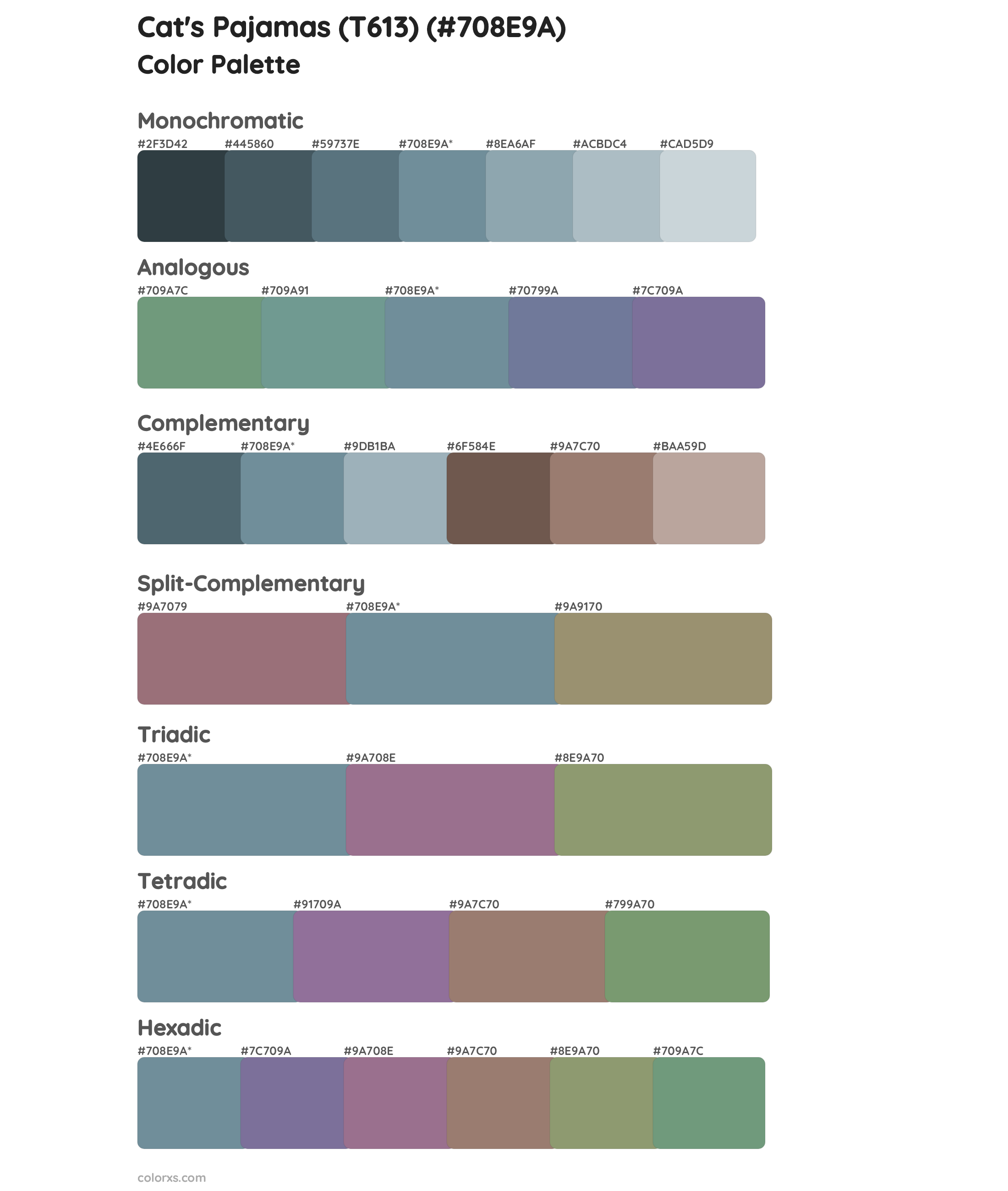 Cat's Pajamas (T613) Color Scheme Palettes