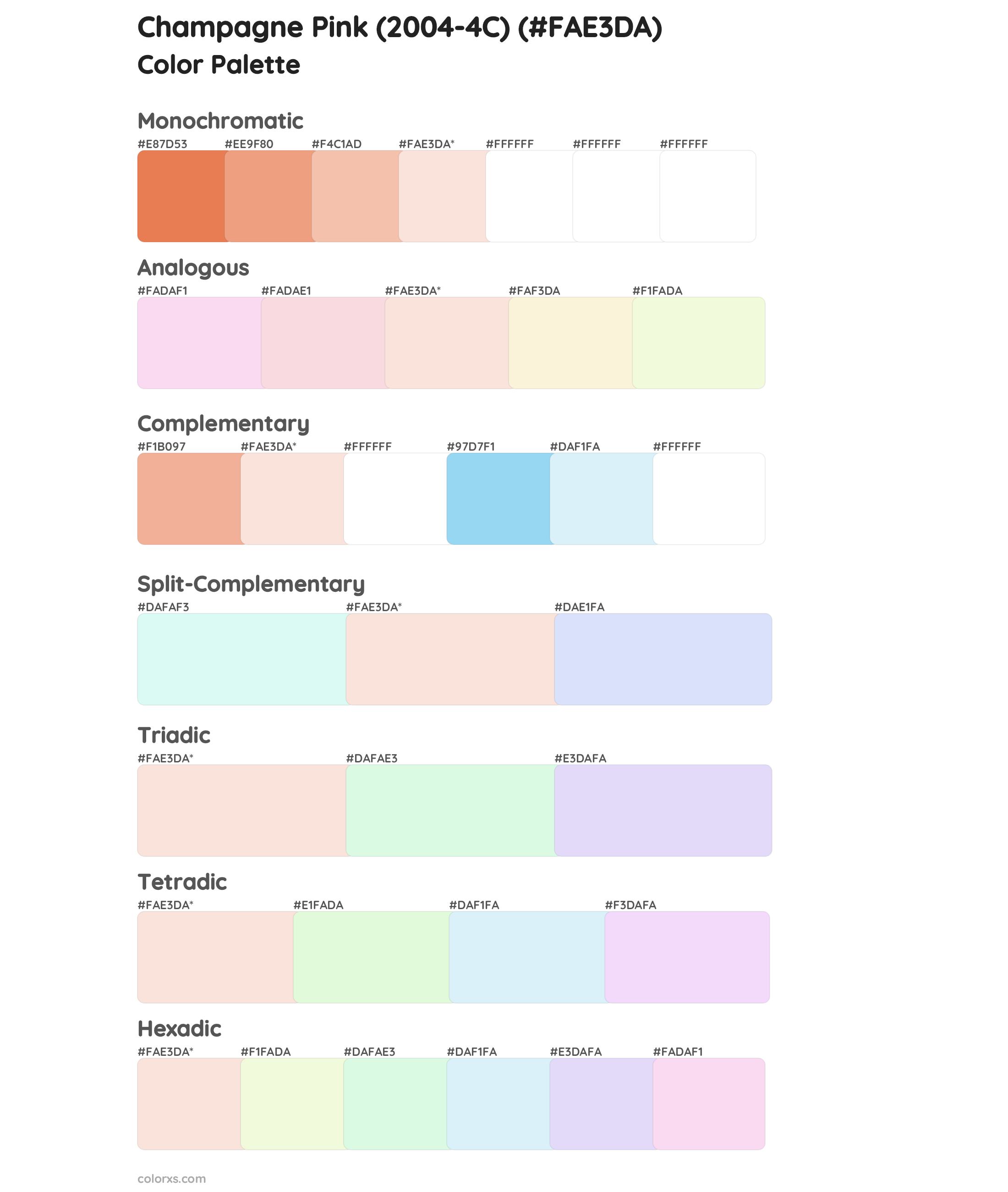 Champagne Pink (2004-4C) Color Scheme Palettes