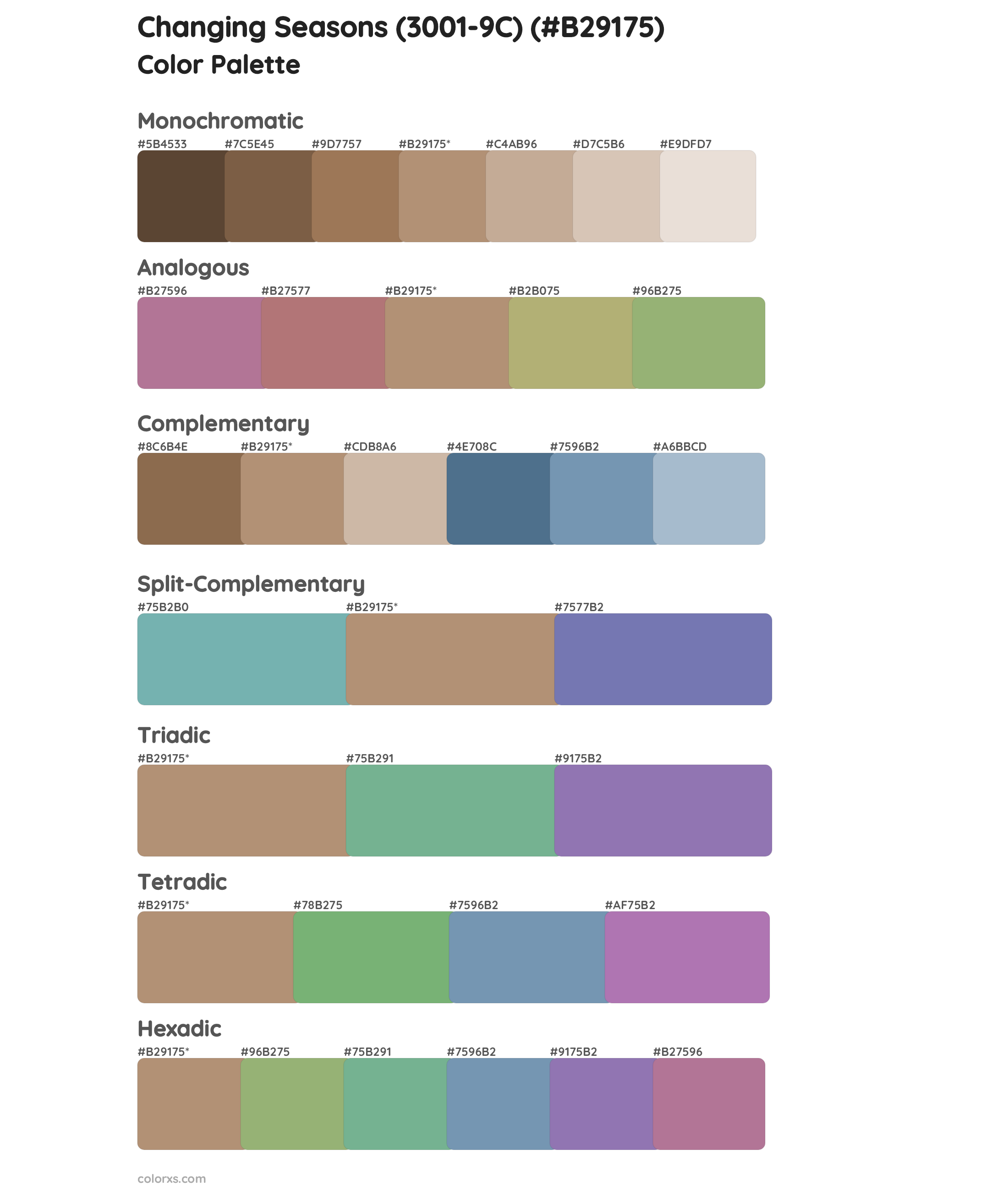 Changing Seasons (3001-9C) Color Scheme Palettes