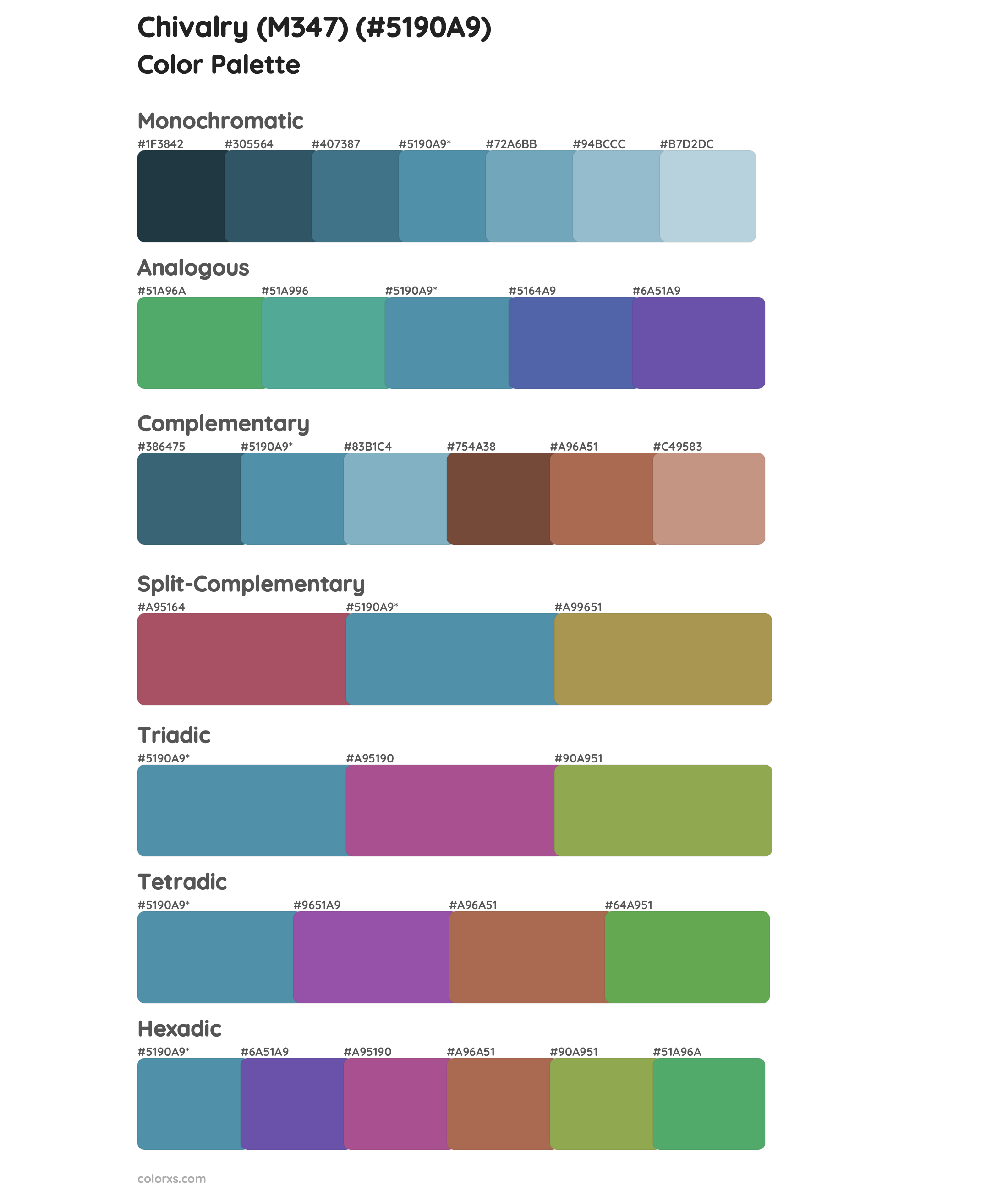 Chivalry (M347) Color Scheme Palettes