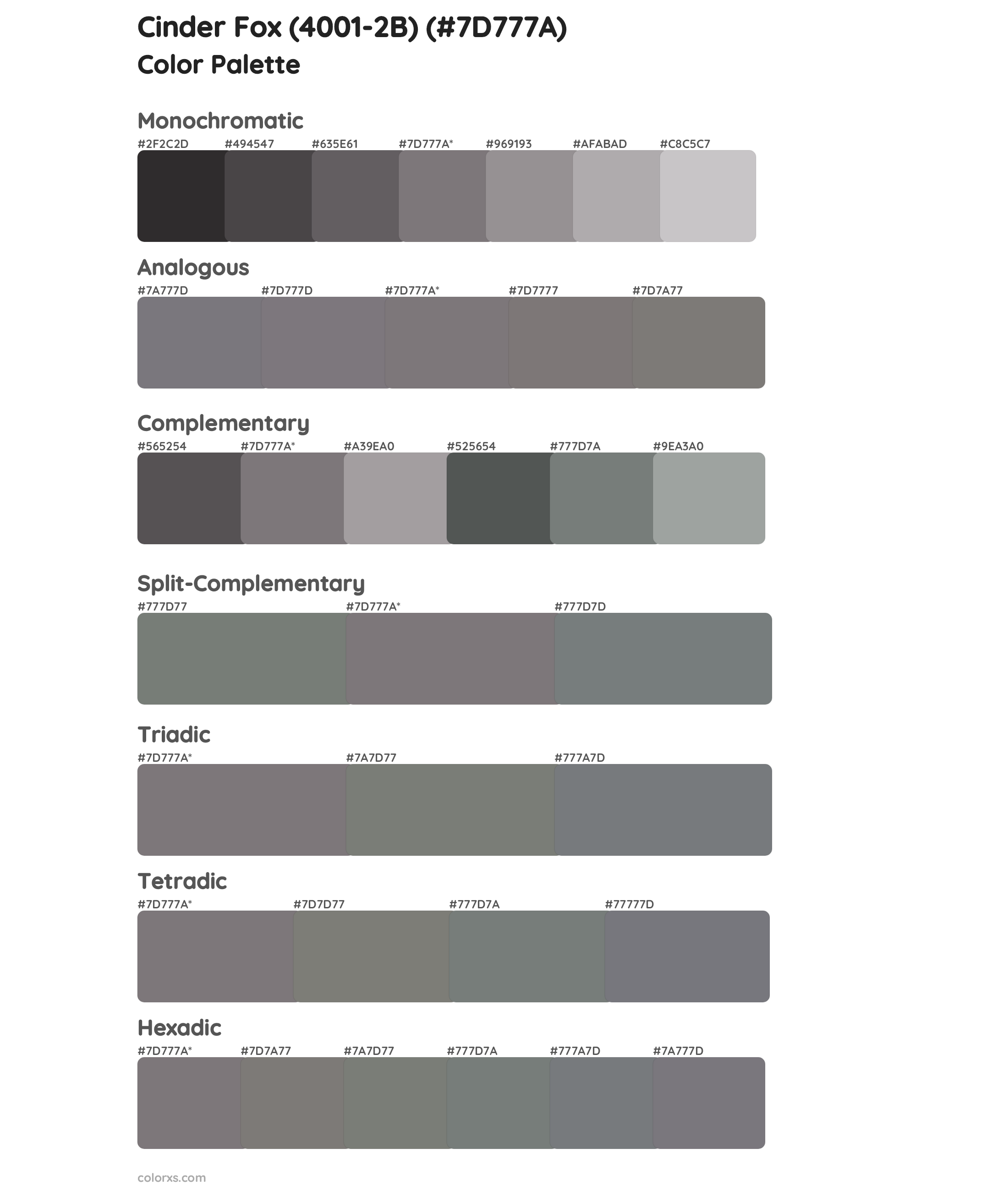 Cinder Fox (4001-2B) Color Scheme Palettes